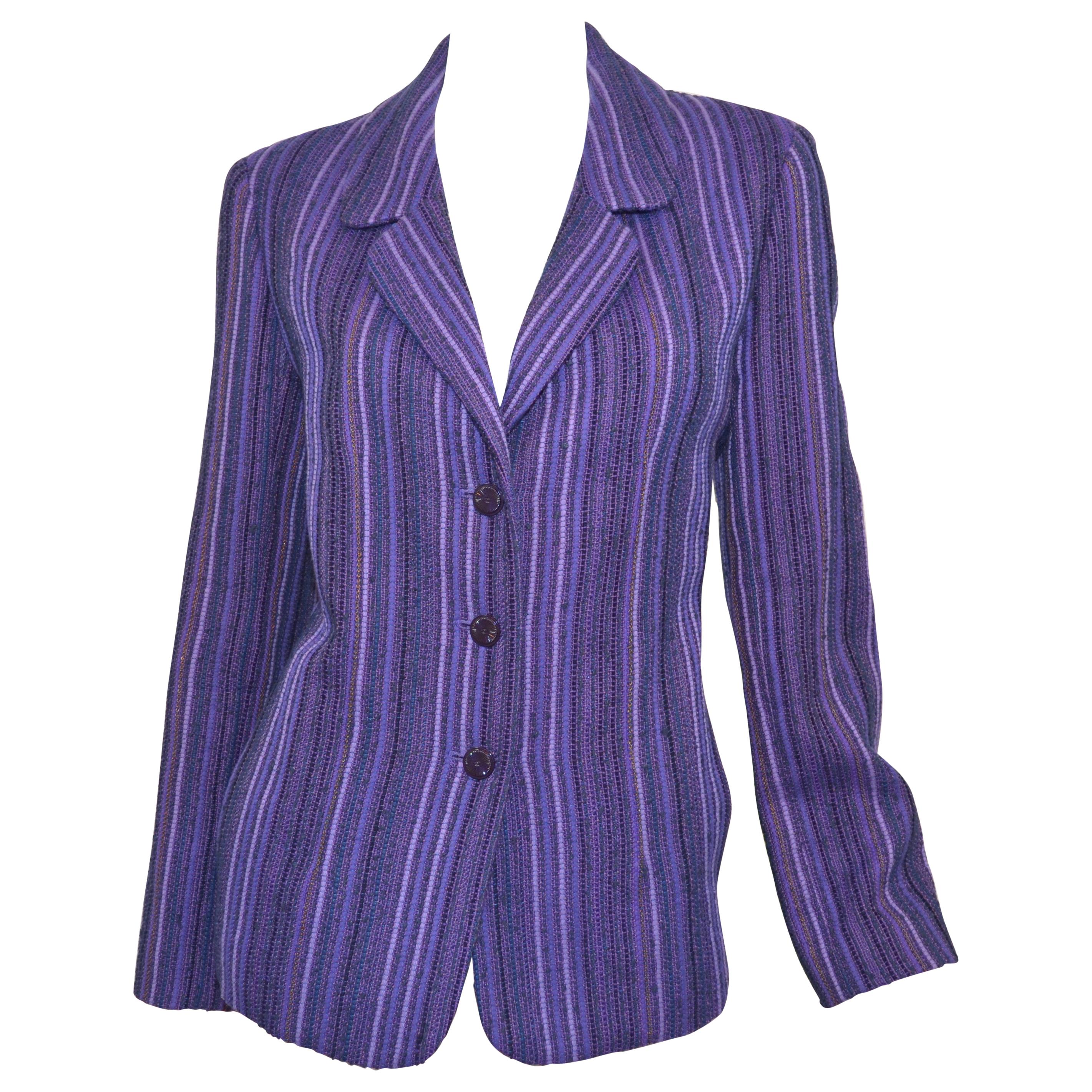 Chanel 2001 P Purple Tweed Knit Jacket