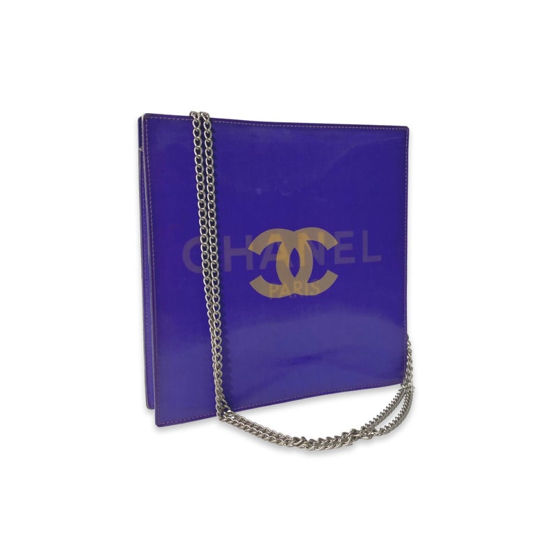 Chanel 2001 Purple Holographic CC Logo Chain Tote Bag