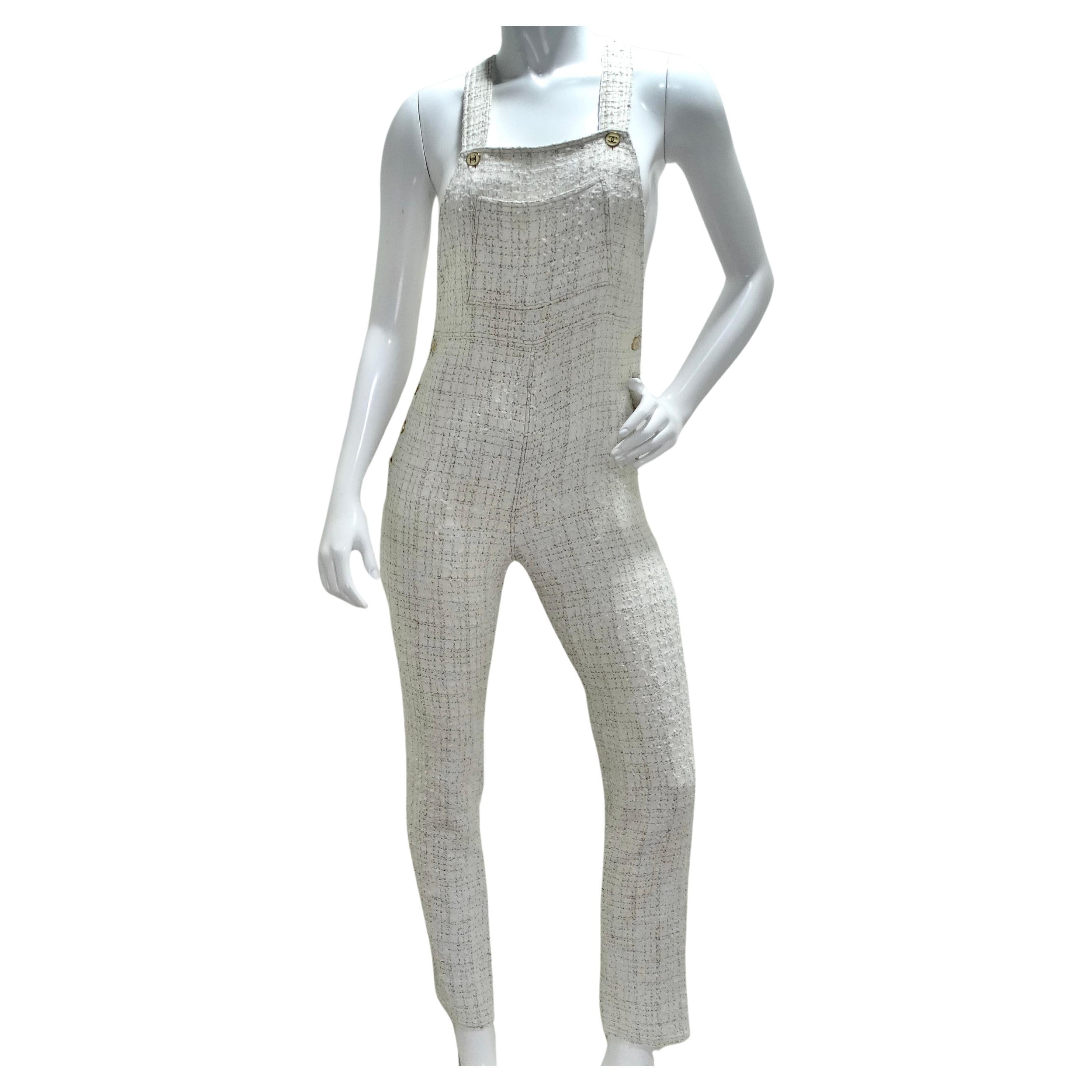 Chanel 2001 Runway Tweed Overall Jumpsuit For Sale