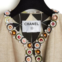 Chanel 2001 Veste Paillettes FR36 Ecru Beige Lana Paillettes Giacca UK8 US6