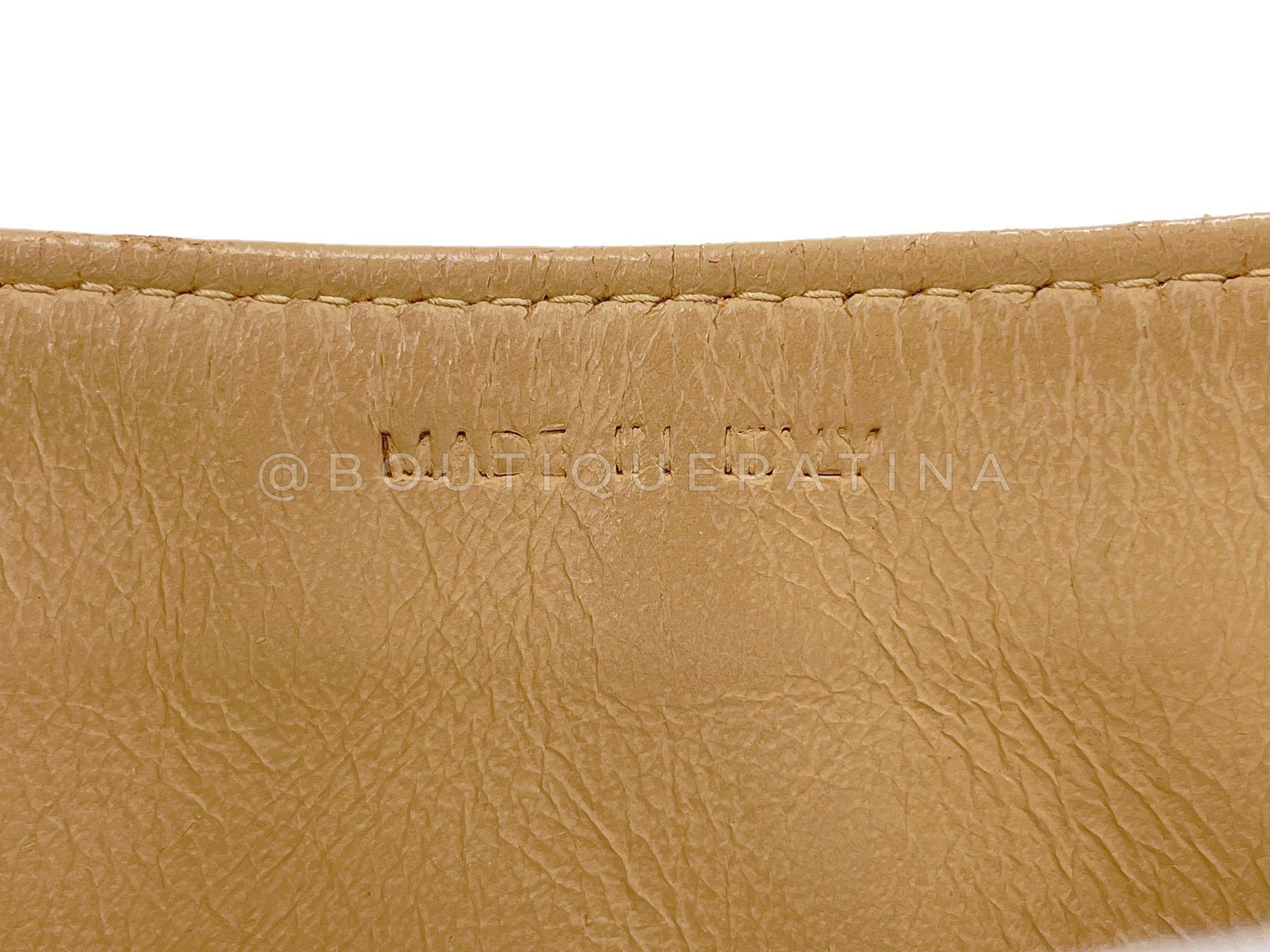 Chanel 2001 Vintage Beige Caviar Jumbo Classic Flap Bag 24k GHW Curved 68128 For Sale 8