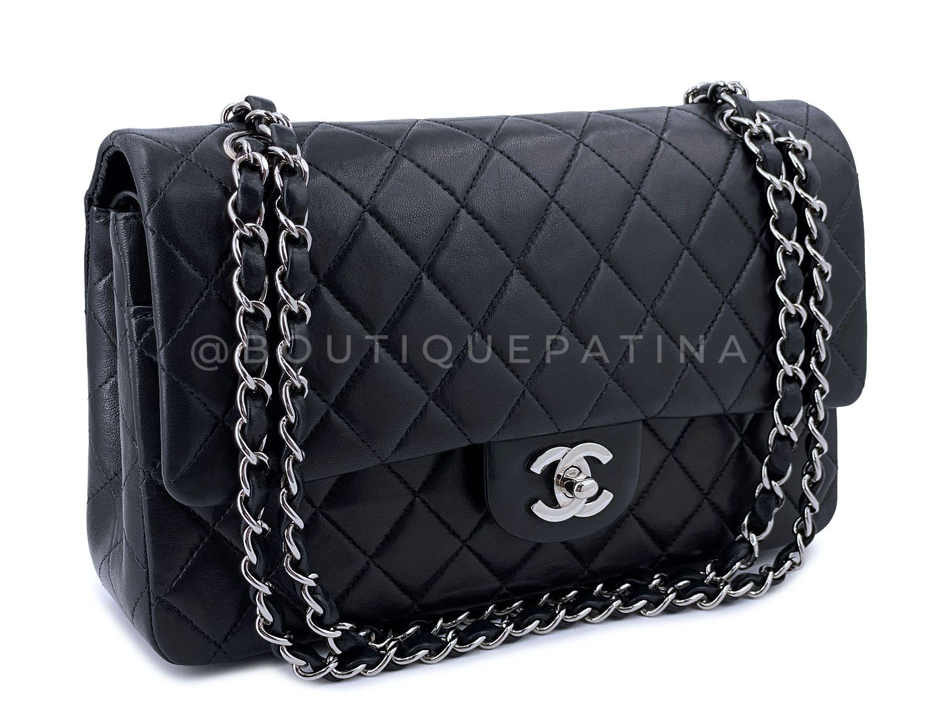 Store item: 64681
The iconic holy grail bag is the Chanel Classic Flap. Coveted for its simplicity and elegance - woven chain double strap that can be worn short or long, turnlock CC clasp, lambskin interior.

Now called the 11.12 bag in their most