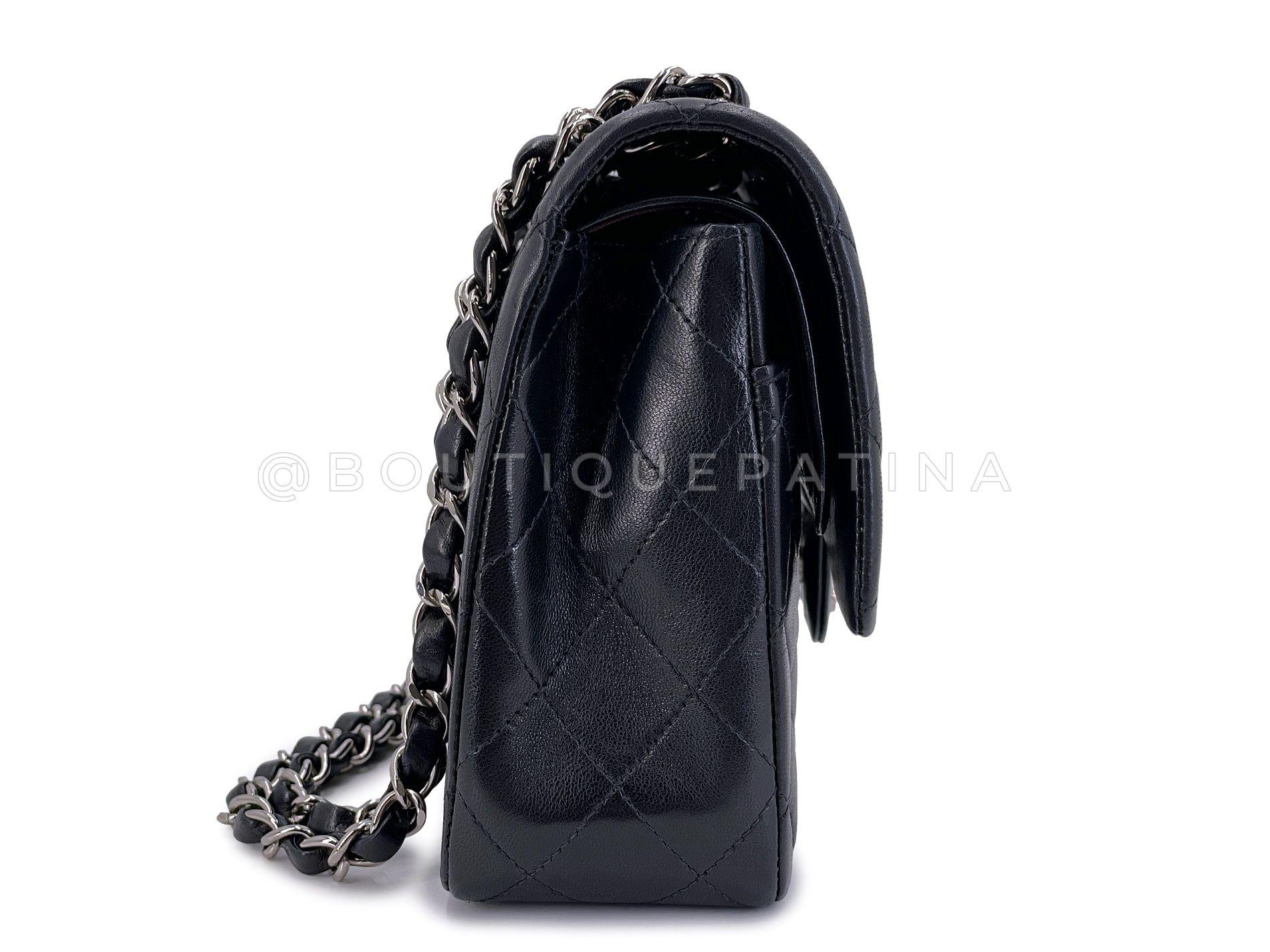 Women's Chanel 2001 Vintage Black Lambskin Medium Classic Double Flap Bag SHW 64681