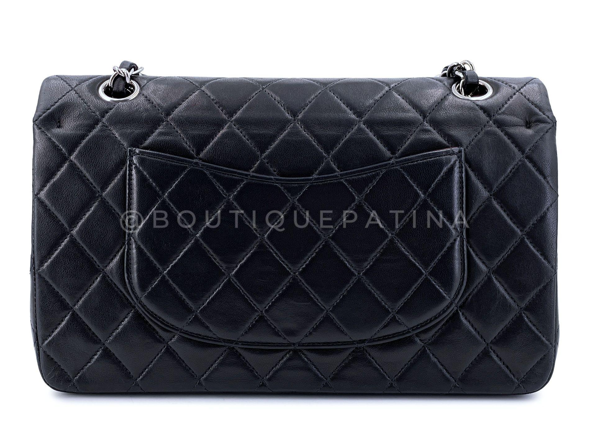 Chanel 2001 Vintage Black Lambskin Medium Classic Double Flap Bag SHW 64681 1
