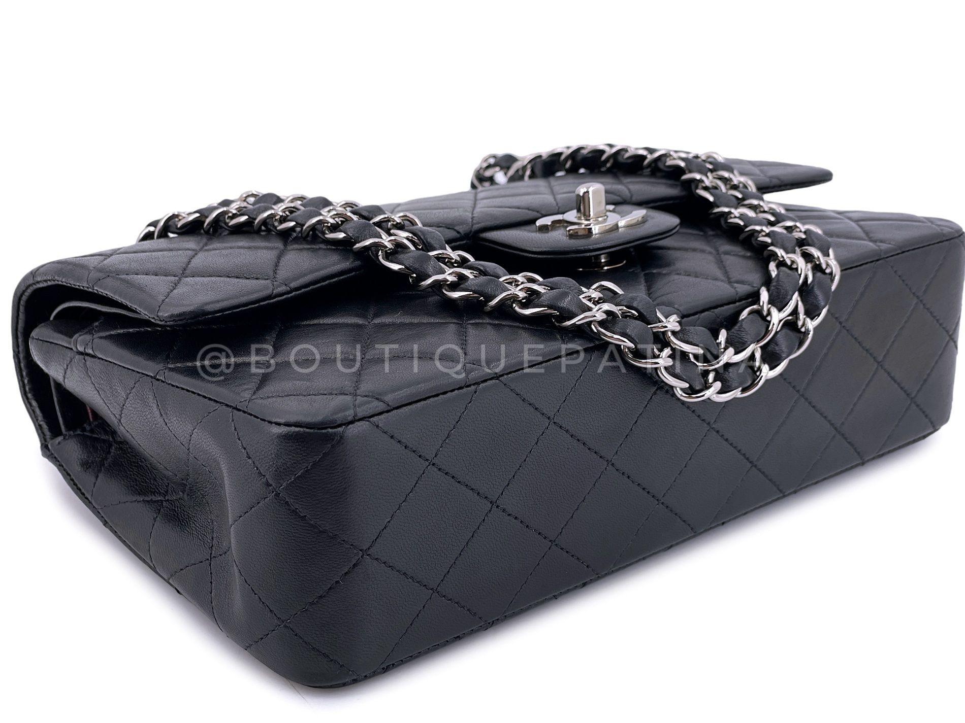 Chanel 2001 Vintage Black Lambskin Medium Classic Double Flap Bag SHW 64681 3