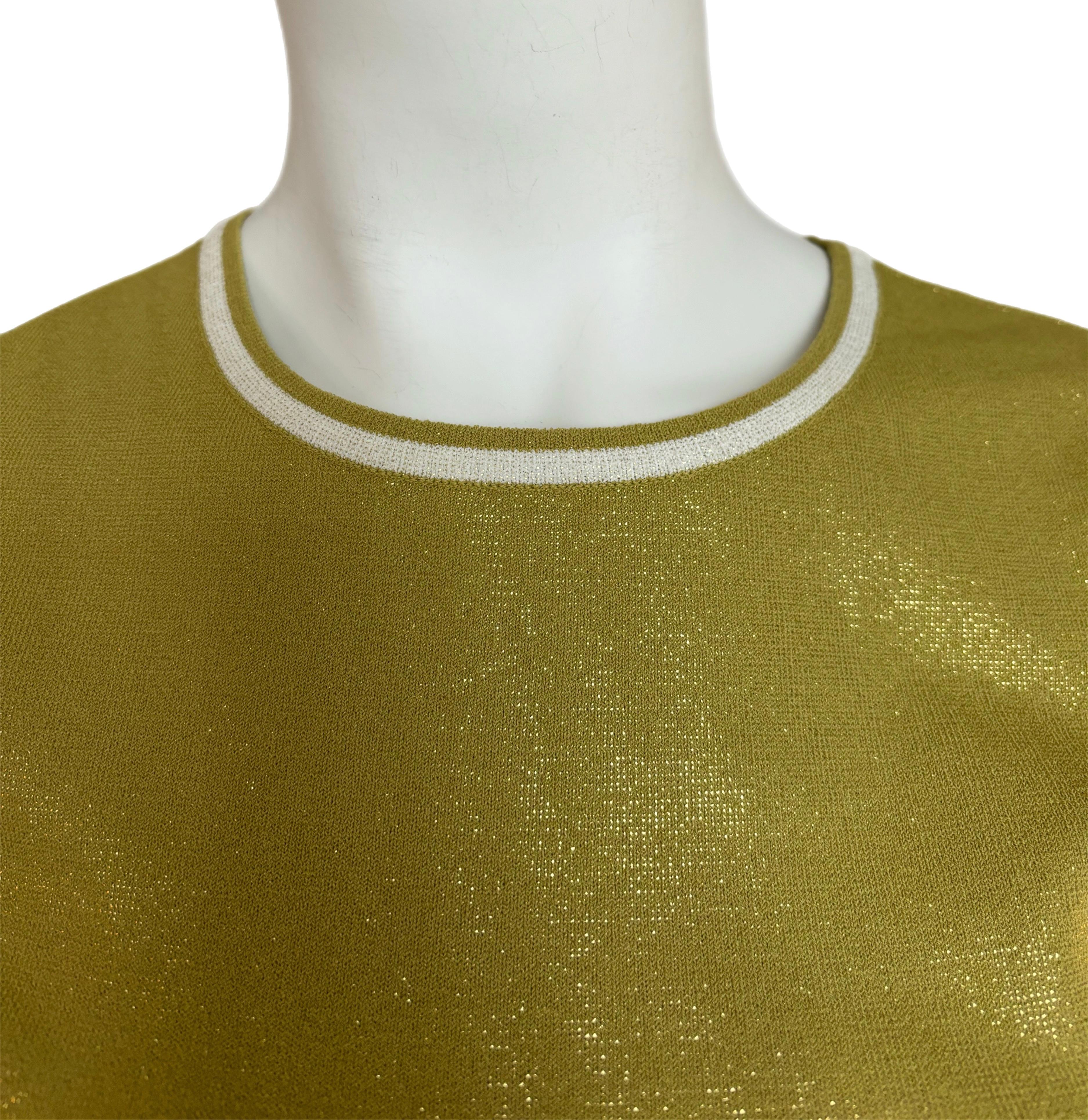 CHANEL 2001 Vintage Metallic Crop Top Tee Shirt T-shirt In New Condition For Sale In Leonardo, NJ