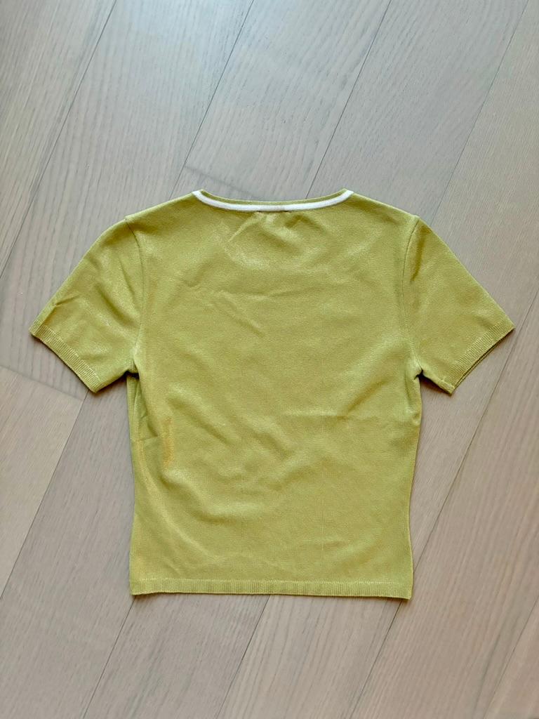 Women's CHANEL 2001 Vintage Metallic Crop Top Tee Shirt T-shirt For Sale