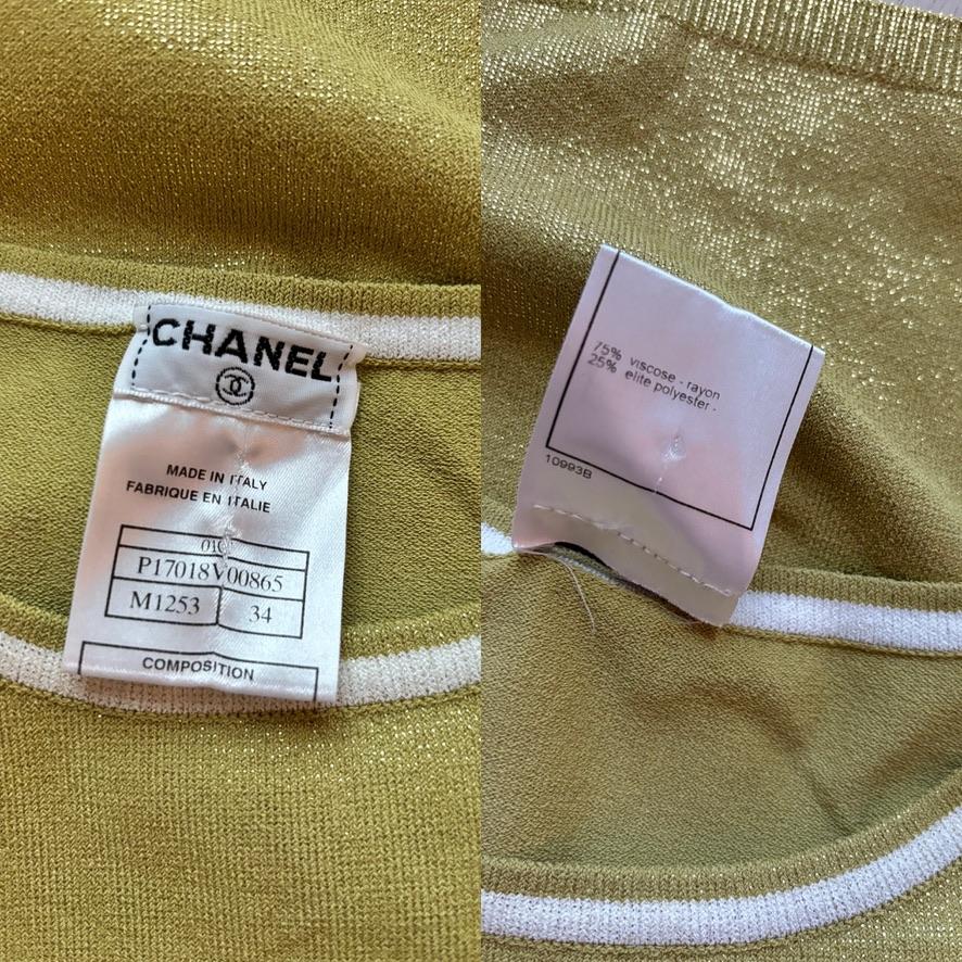 CHANEL 2001 Vintage Metallic Crop Top Tee Shirt T-shirt For Sale 1