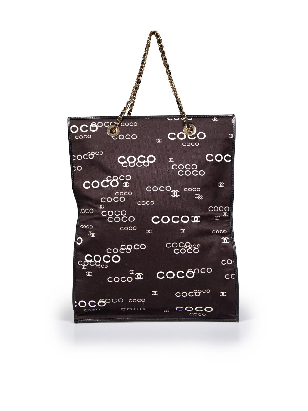Chanel 2002-2003 Black Coco Print Chain Tote Bag In Excellent Condition For Sale In London, GB