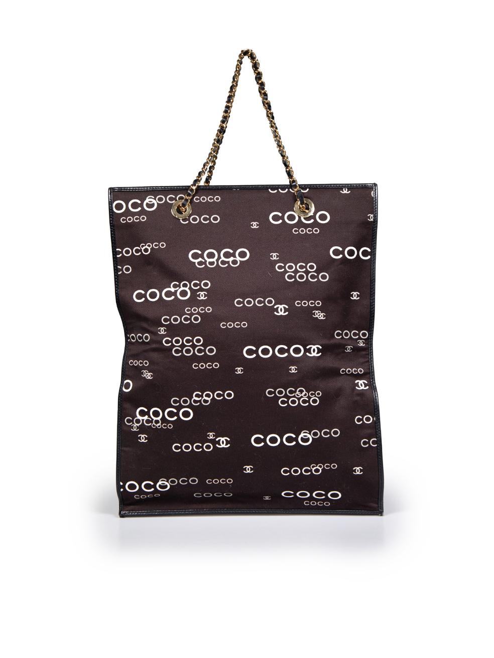 Chanel 2002-2003 Black Coco Print Chain Tote Bag In Excellent Condition In London, GB