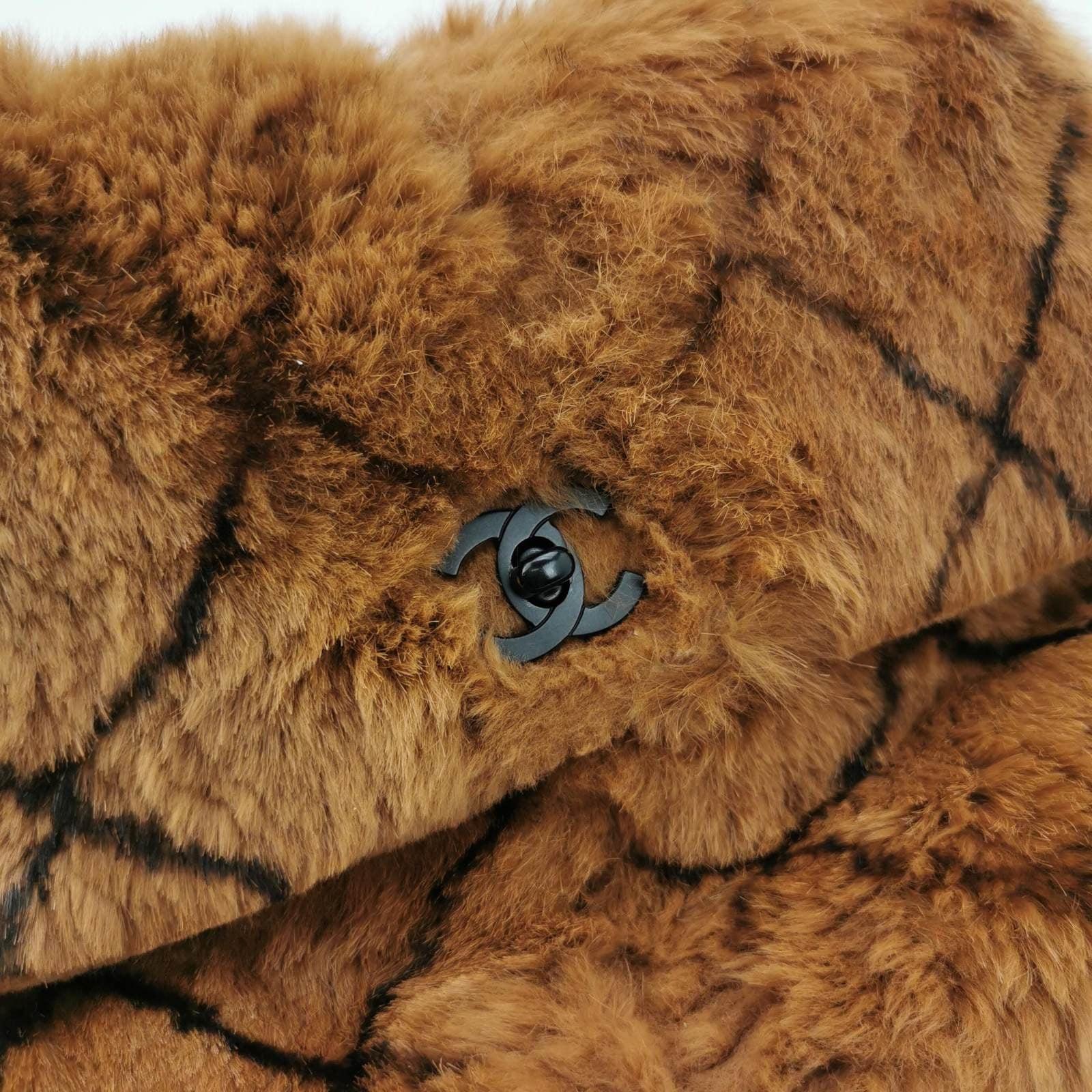 Chanel 2002 Brown Lapan Rabbit Fur Vintage Flap Bag 6