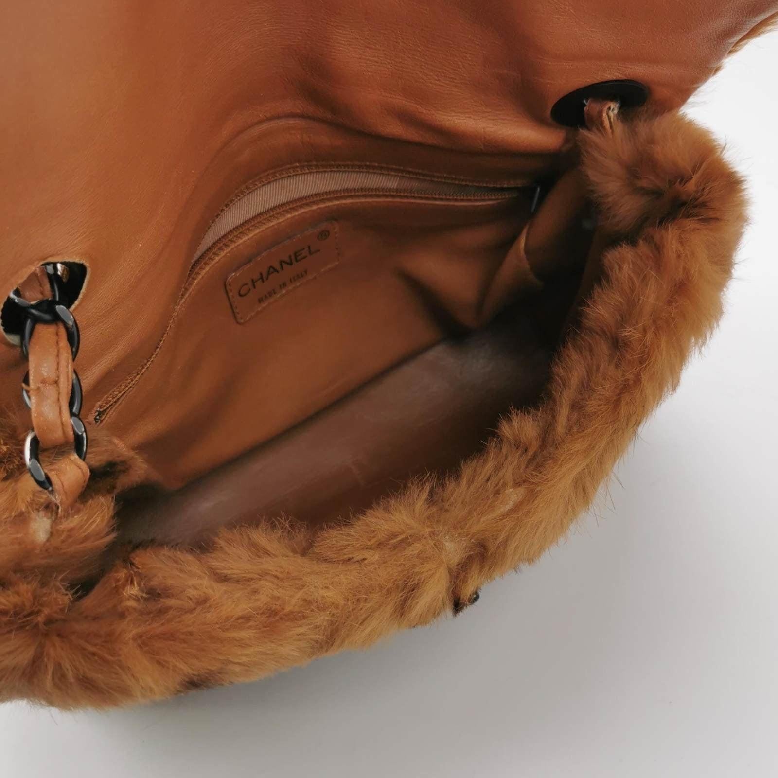 Women's Chanel 2002 Brown Lapan Rabbit Fur Vintage Flap Bag