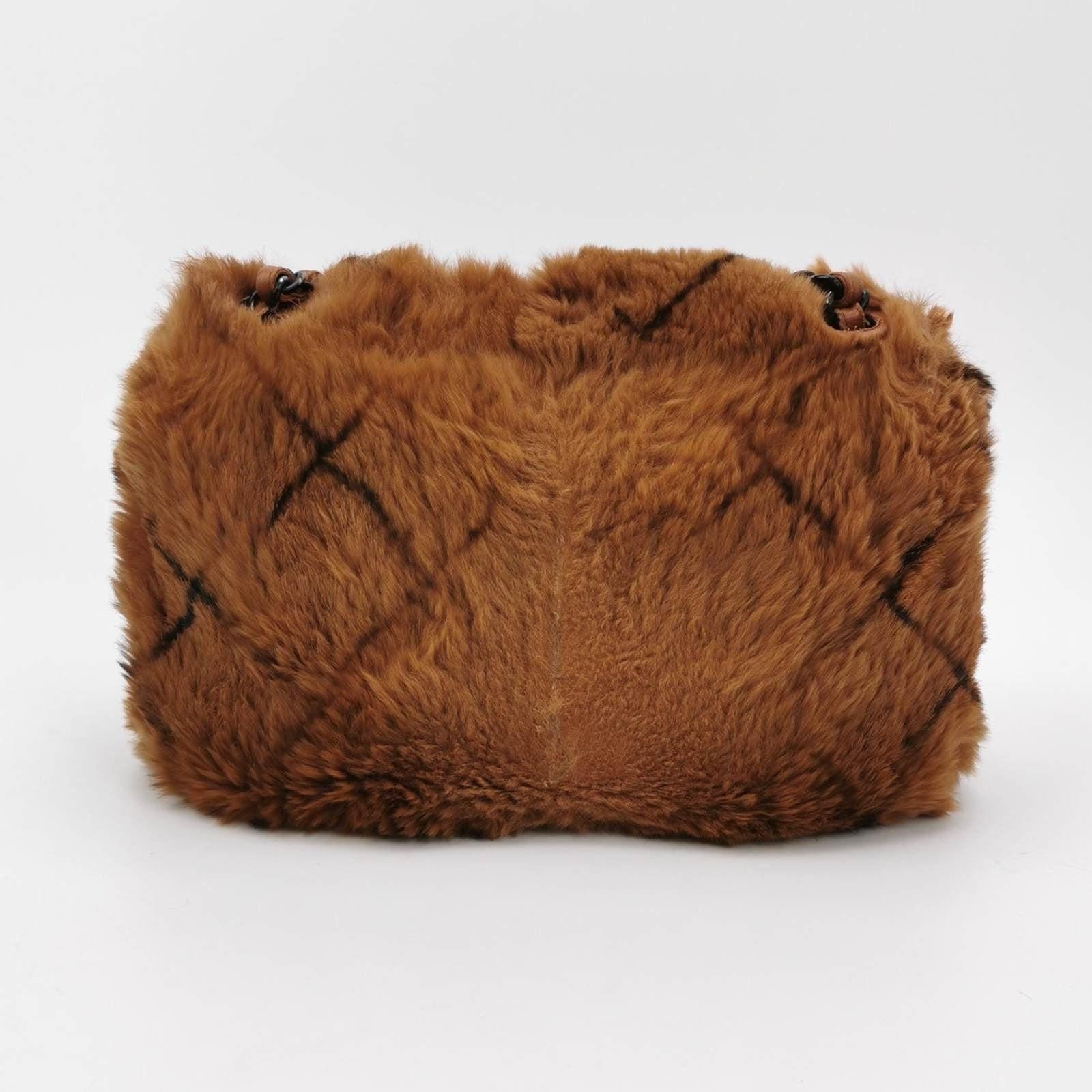 Chanel 2002 Brown Lapan Rabbit Fur Vintage Flap Bag 2