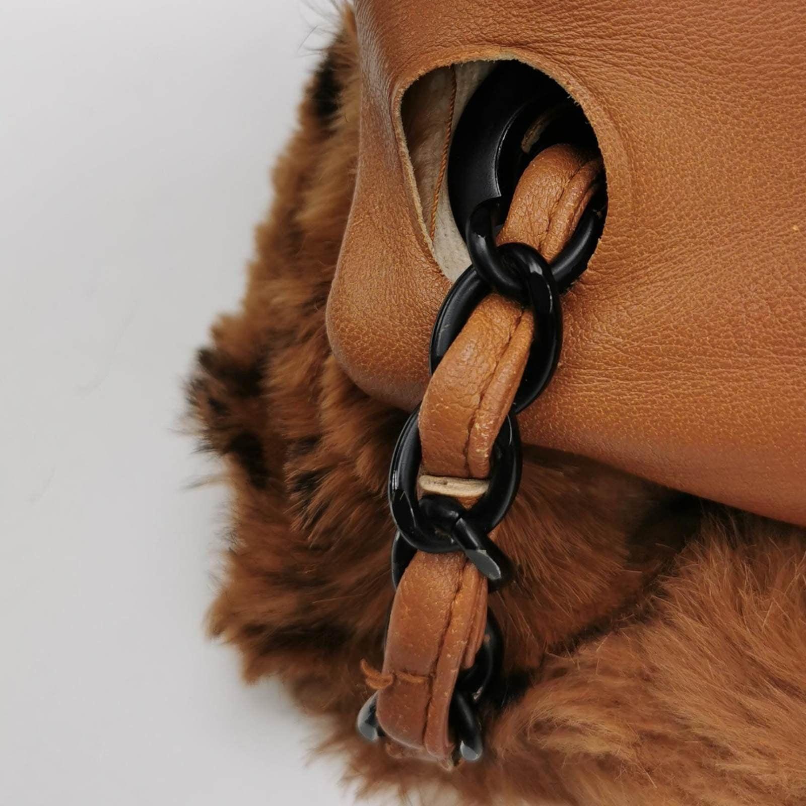Chanel 2002 Brown Lapan Rabbit Fur Vintage Flap Bag 4