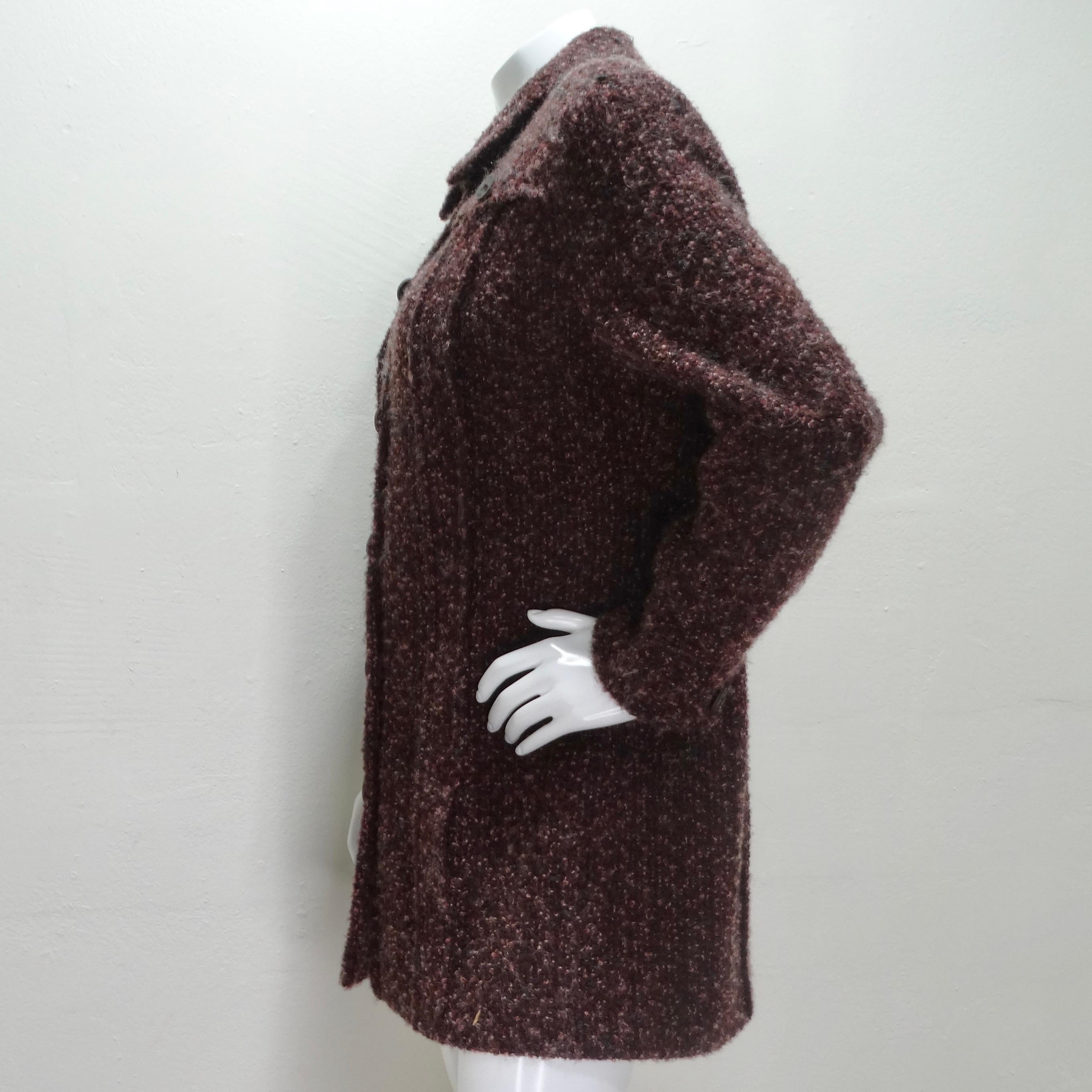 Chanel 2002 Burgundy Wool Tweed Blazer Dress For Sale 1