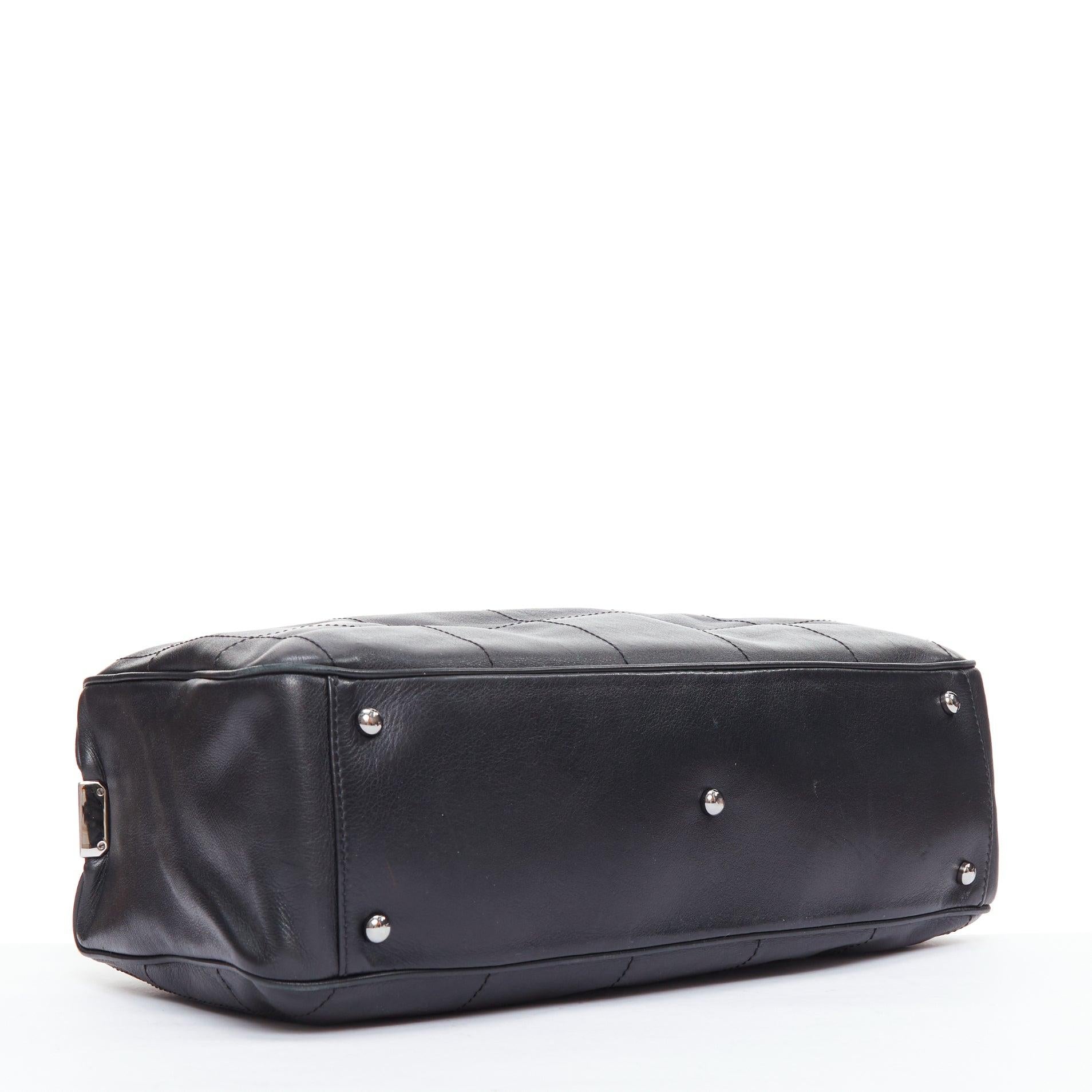 CHANEL 2002 Chocolate Bar black silver logo topstitch boston bag 1