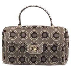 Chanel 2002 Coco Flap Top Handle Box Bag Velvet Grey