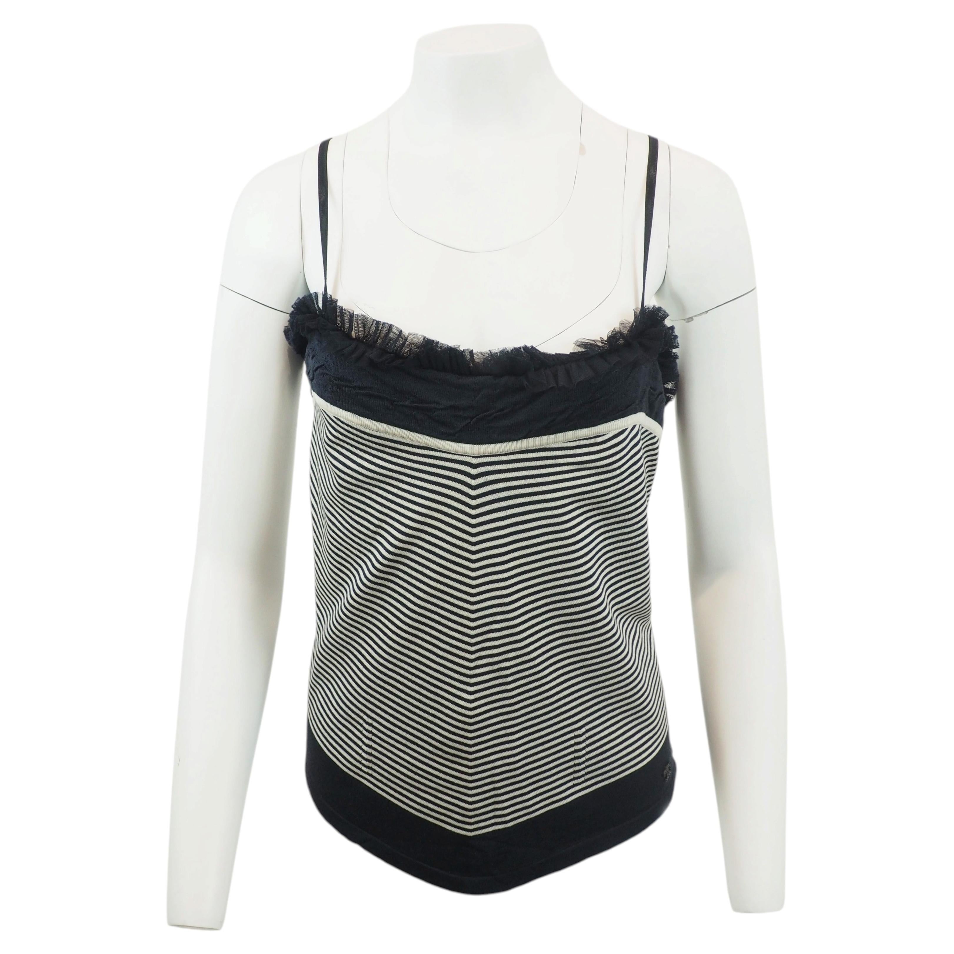 Chanel 2002 Cruise Navy/White Stripe Camisole For Sale