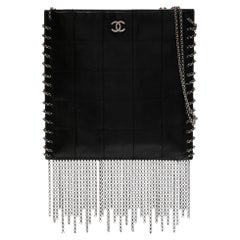 Chanel 2002 Mini Square Quilted Calfskin Metal Fringe Crossbody Bag