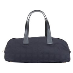 CHANEL 2002 New Travel Line black jacquard nylon mini Boston bowling bag