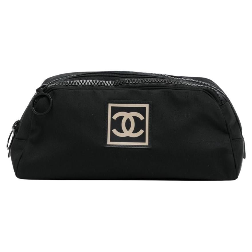 Chanel 2002 Nylon Microfiber Travel Carry On Toiletry Gadget Cosmetic Pouch Bag