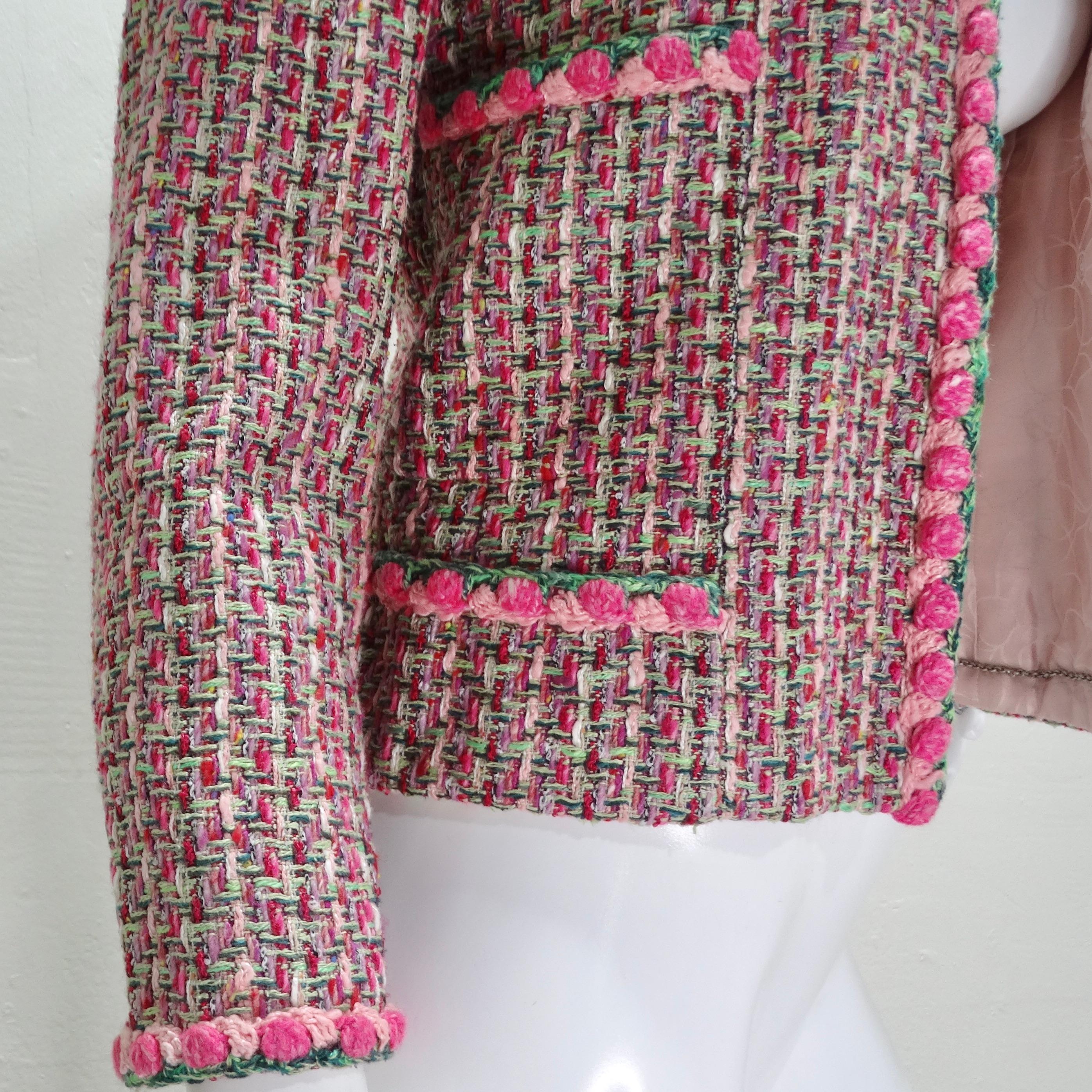 Chanel 2002 Pink Tweed Evening Jacket In Excellent Condition For Sale In Scottsdale, AZ