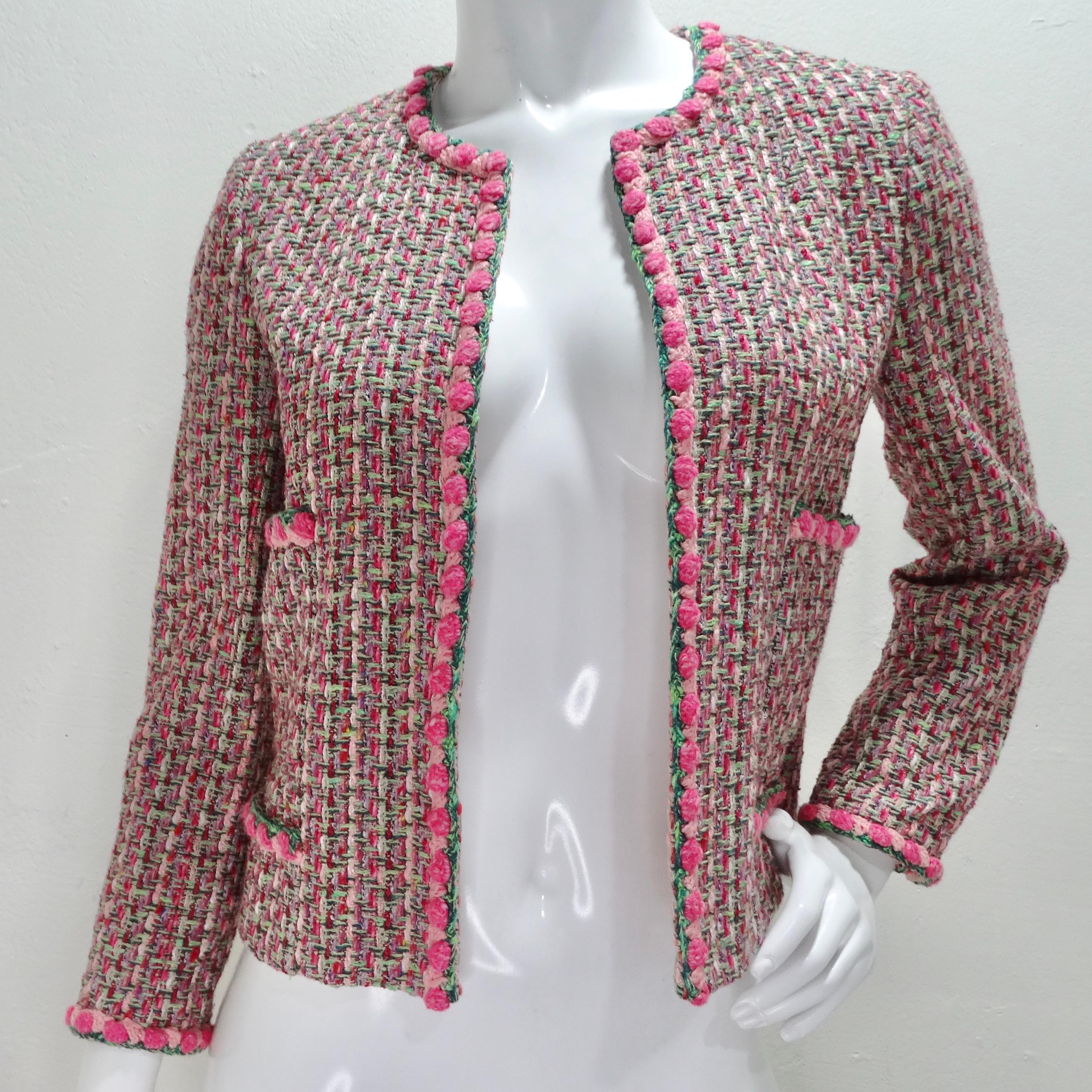 Chanel 2002 Pink Tweed Evening Jacket For Sale 1