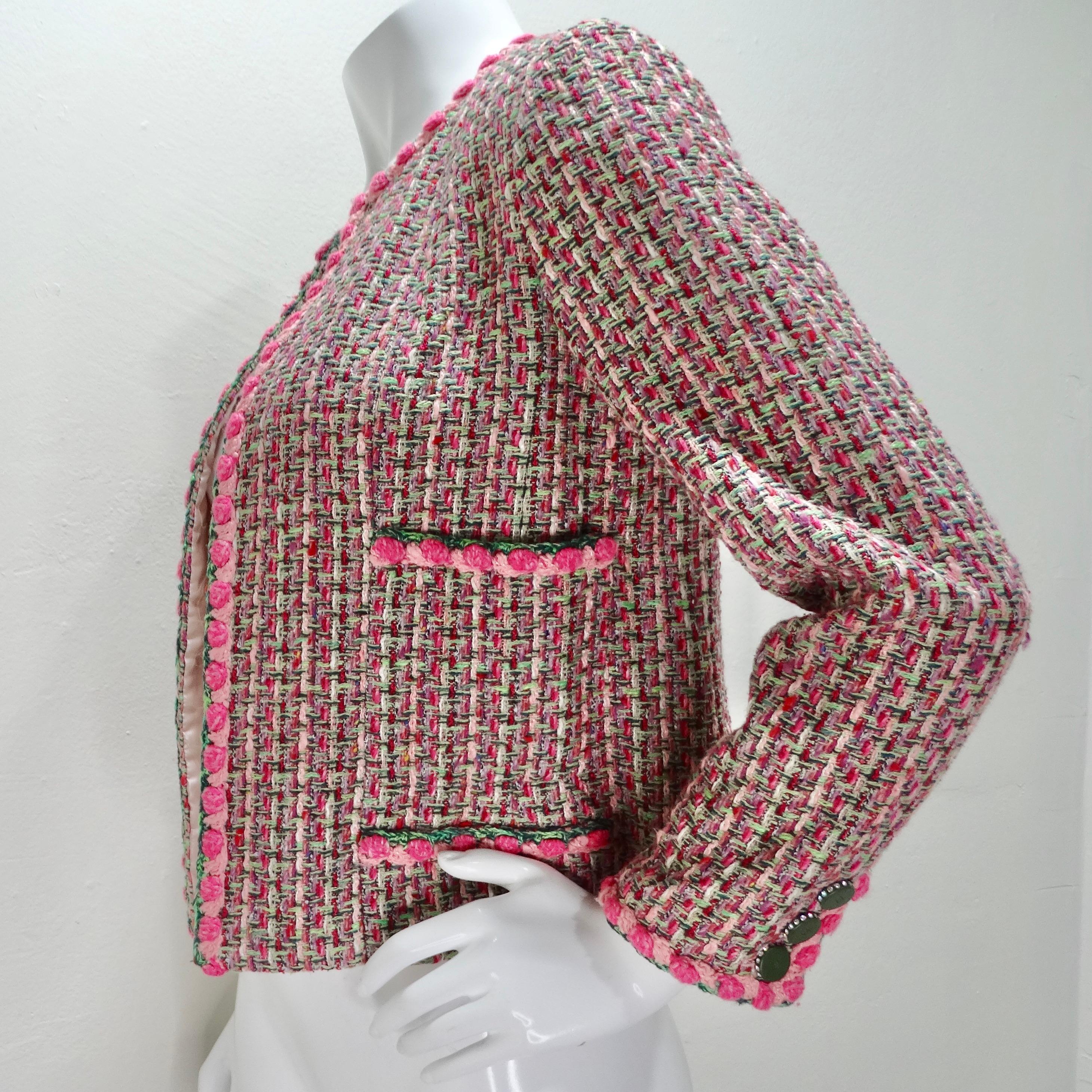 Chanel 2002 Pink Tweed Evening Jacket For Sale 5