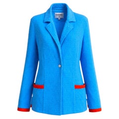 CHANEL 2002 Rare Vintage CC Logo Turquoise Jacket 40 FR