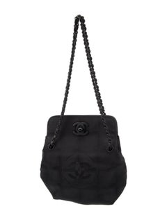 Chanel 2002 So Black CC Micro Mini CC Microfiber Nylon Pochette Satchel Bag
