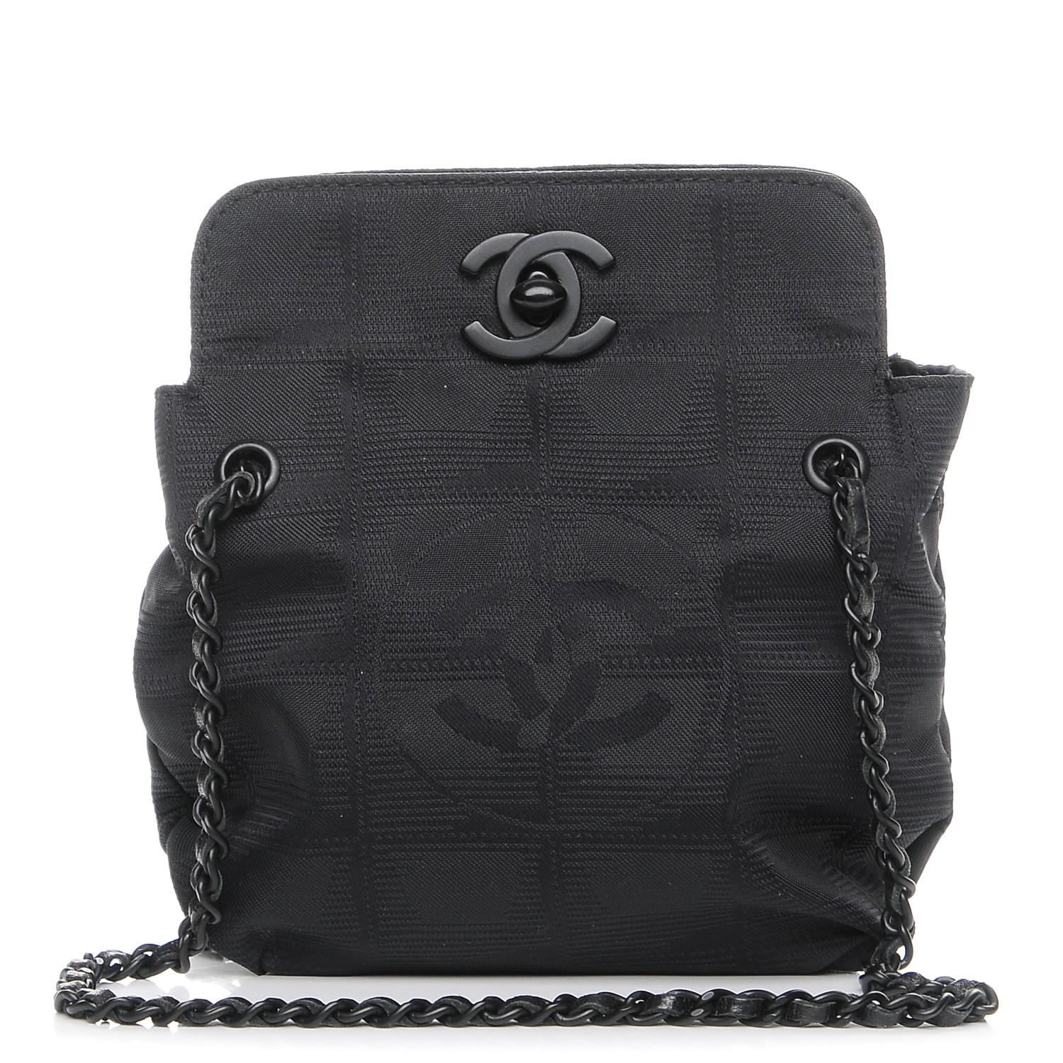 Chanel 2002 So Black CC Micro Mini CC Microfiber Nylon Pochette Satchel Bag  For Sale 1