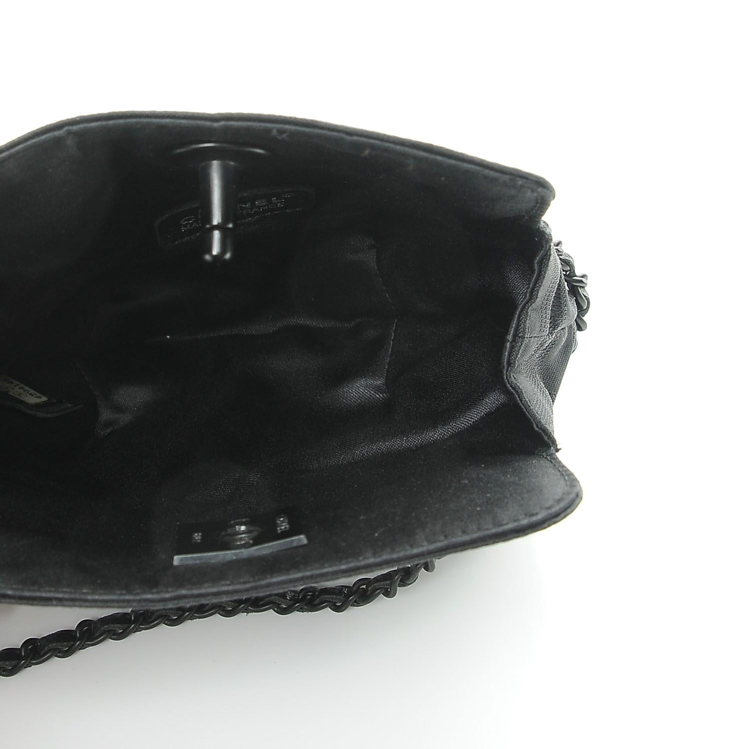 Chanel 2002 So Black CC Micro Mini CC Microfiber Nylon Pochette Satchel Bag  For Sale 4