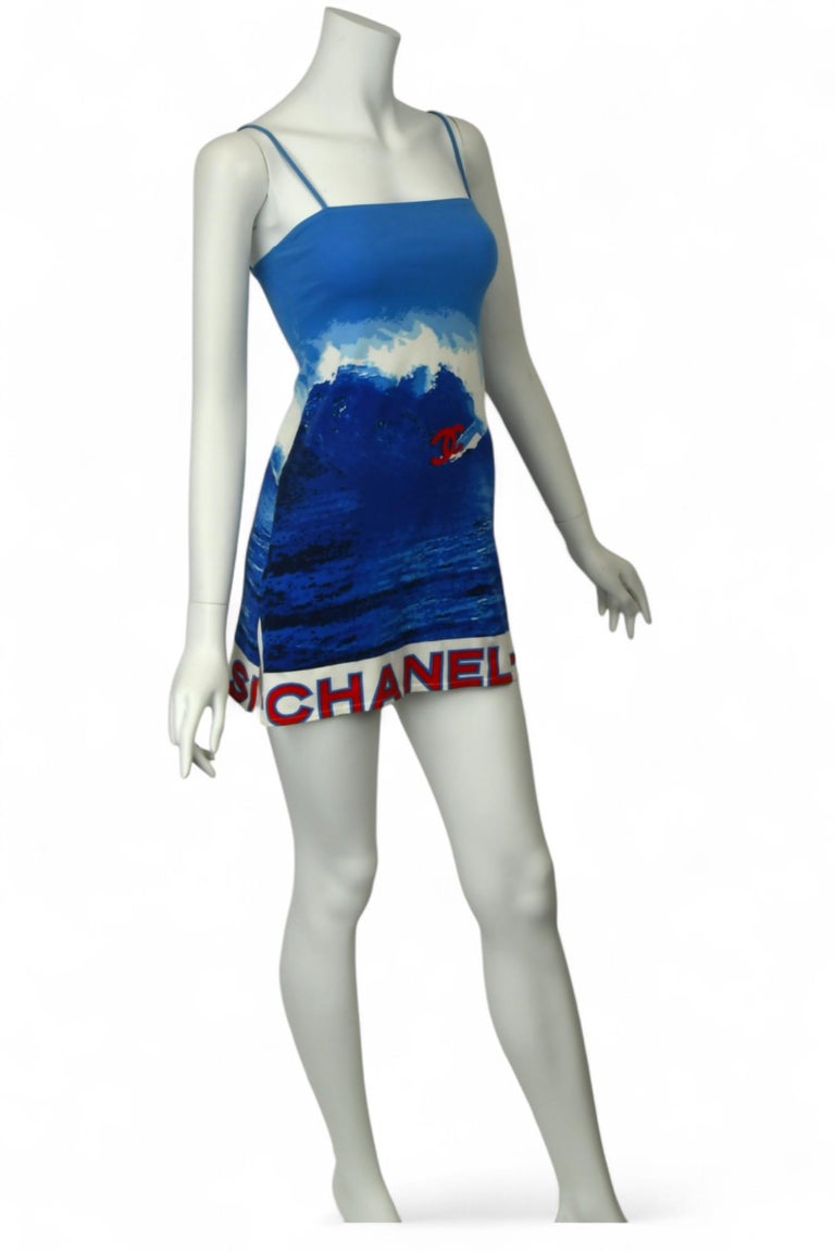 chanel surf mini dress SS 2002 Cotton Surf Line Mini Cotton Slip Dress with CC Logo