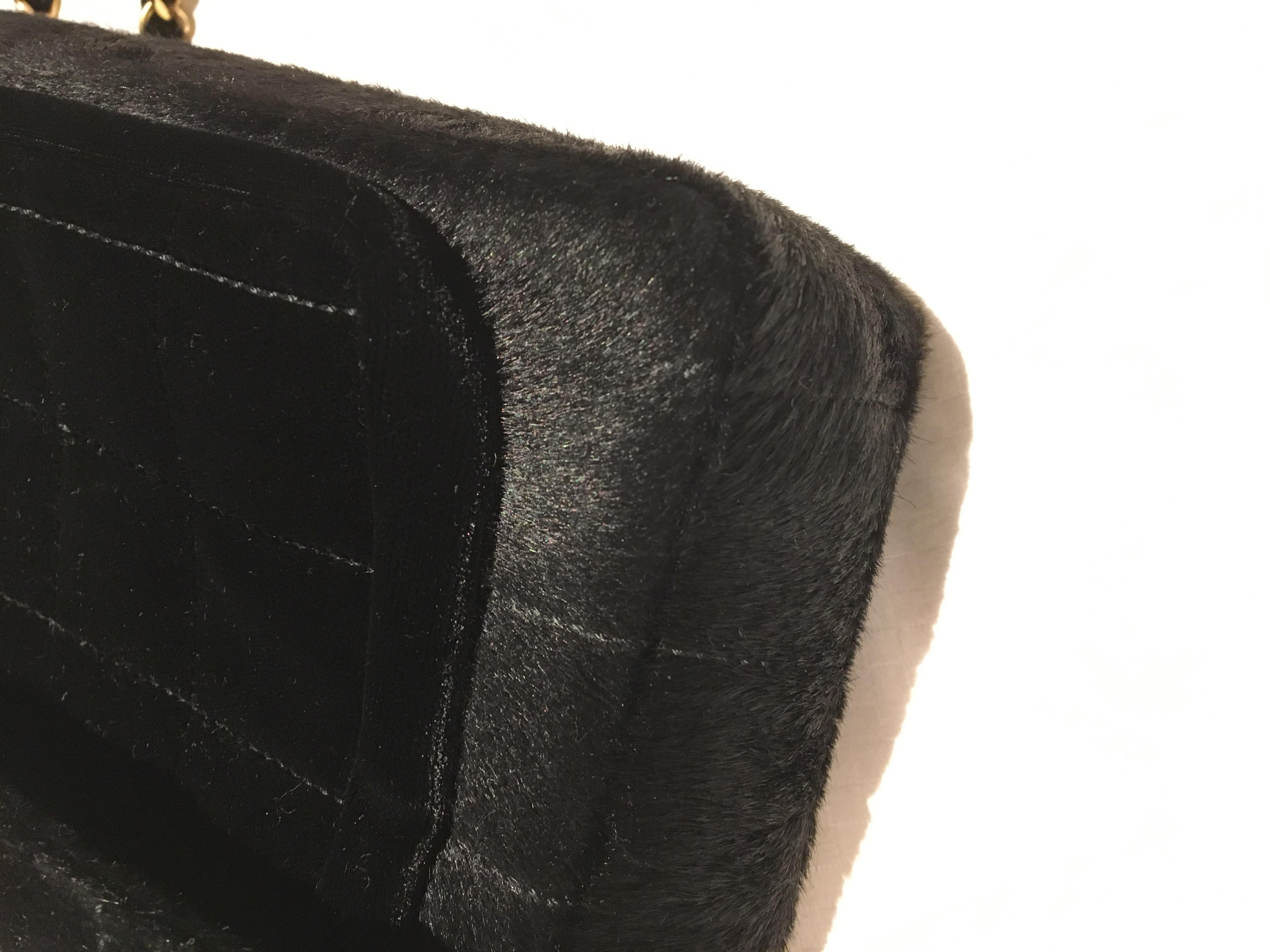 Chanel 2002 Velvet and Calfskin Poney Style Leather Black Crossbody Bag 2