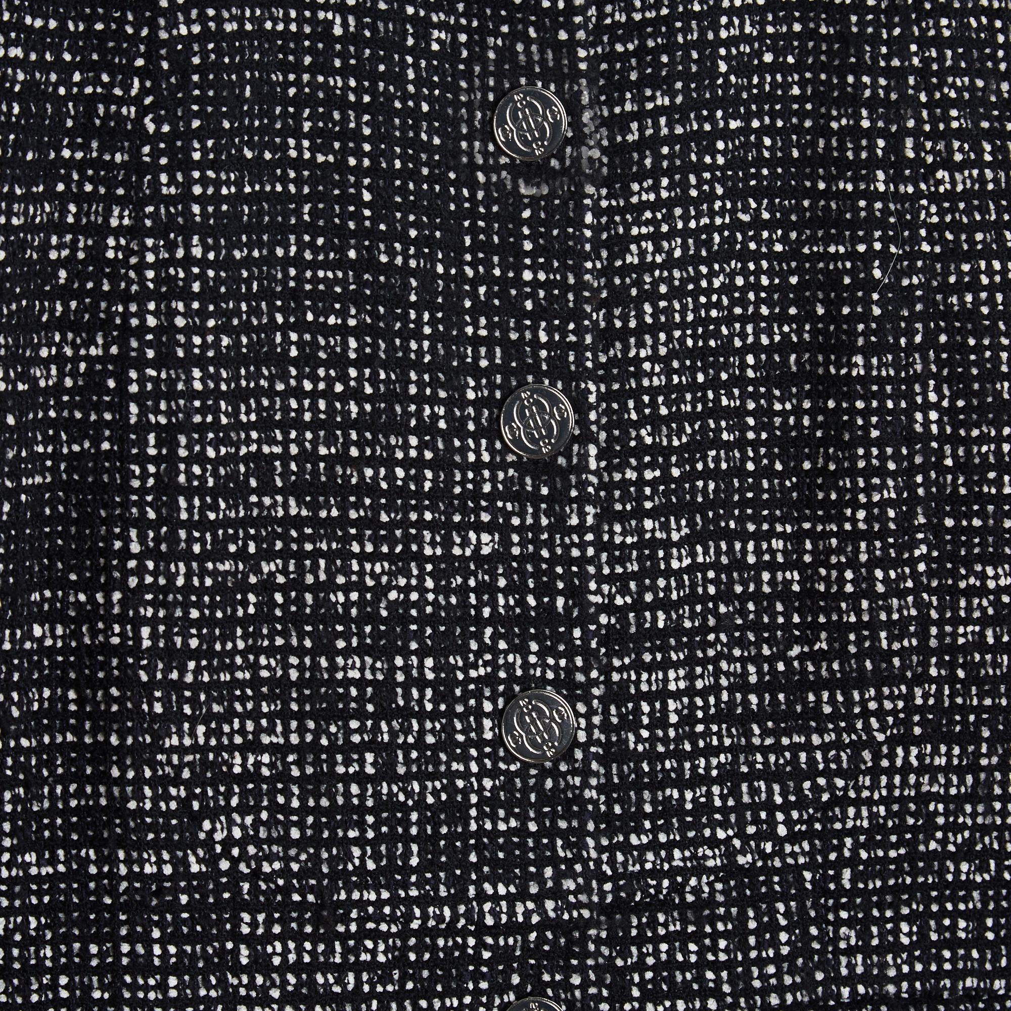 Chanel 2002 Veste FR40 Black Tweed High Collar Jacket UK12 US10 2