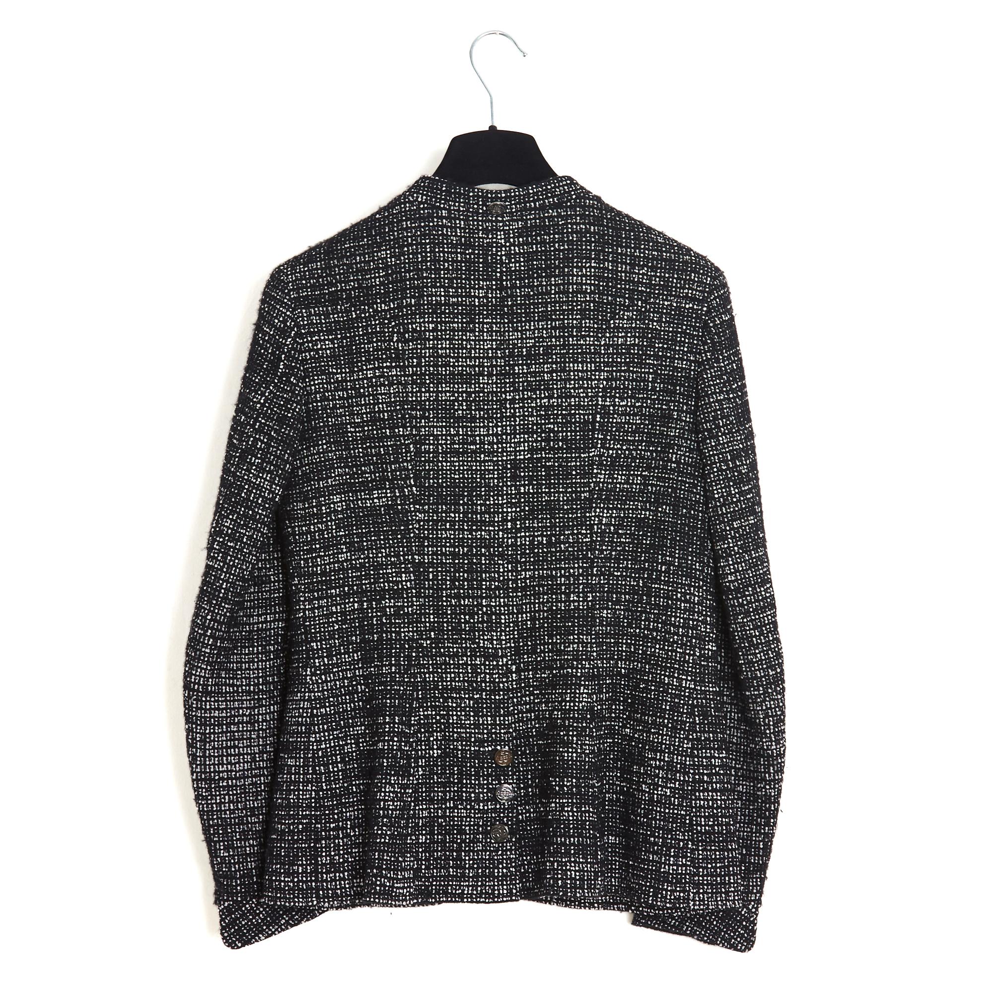 Chanel 2002 Veste FR40 Black Tweed High Collar Jacket UK12 US10 4