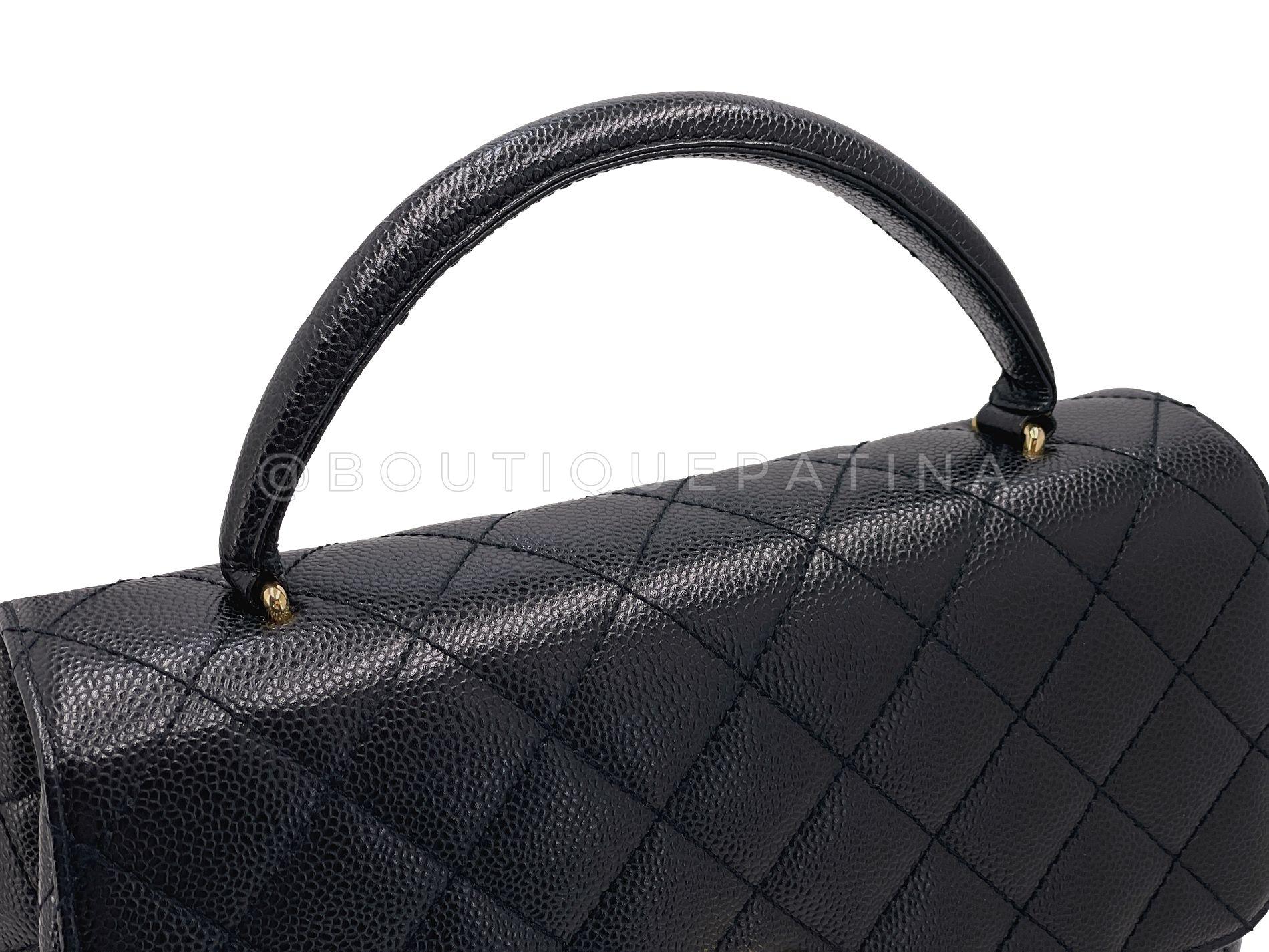 Women's Chanel 2002 Vintage Black Caviar Classic Kelly Bag 24k GHW 68013 For Sale