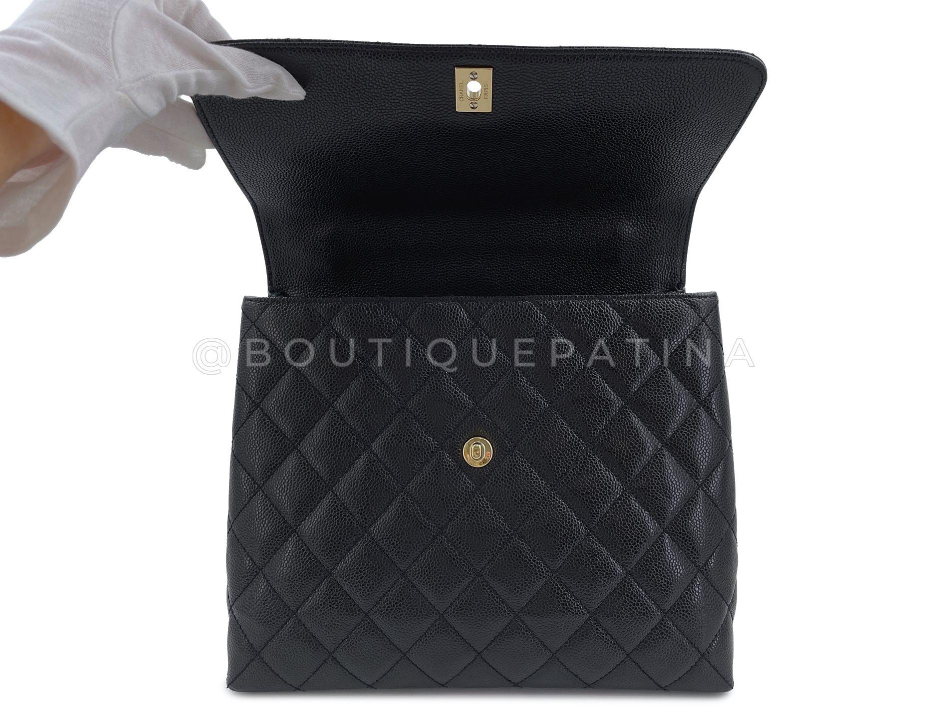 Chanel 2002 Vintage Black Caviar Classic Kelly Bag 24k GHW 68013 en vente 5