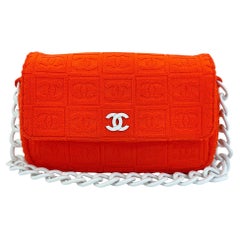 Chanel 2002 Vintage Dark Orange Terry Sport Line Flap Resin Chain 68957