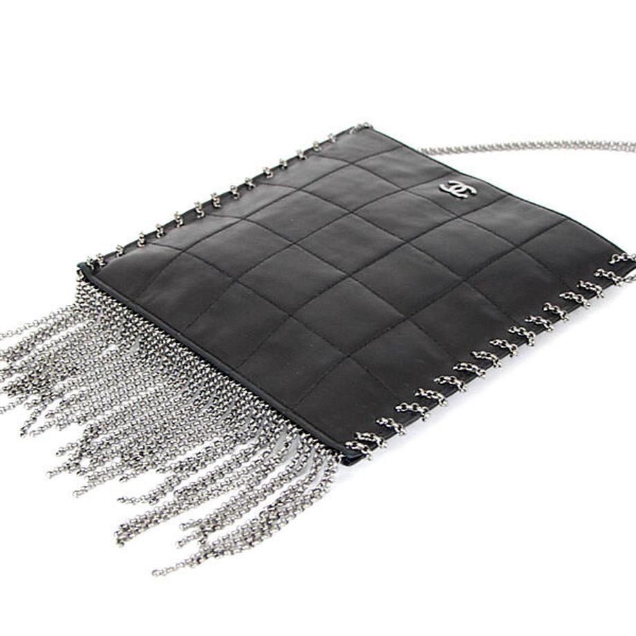 Chanel 2002 Vintage Edgy Punk Fringe Chain Quilted Mini Tote Crossbody Bag For Sale 7