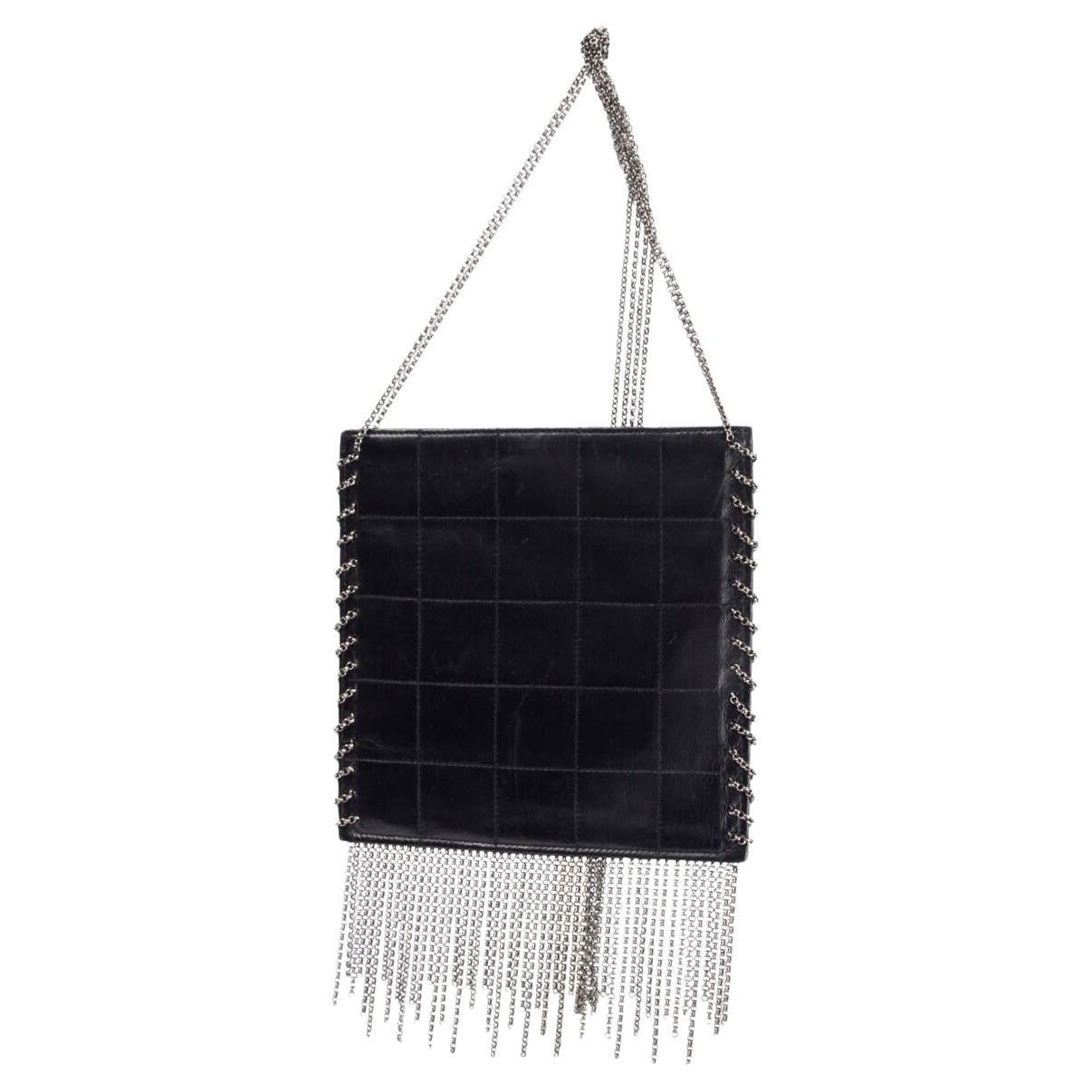 Chanel 2002 Vintage Edgy Punk Fringe Chain Quilted Mini Tote Crossbody Bag For Sale 3