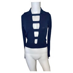 CHANEL 2002 vintage navy blue cut out sweater