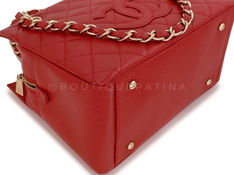 Chanel 2002 Vintage Red Caviar Petite Timeless Tote PTT Bag 24k GHW 65707  at 1stDibs
