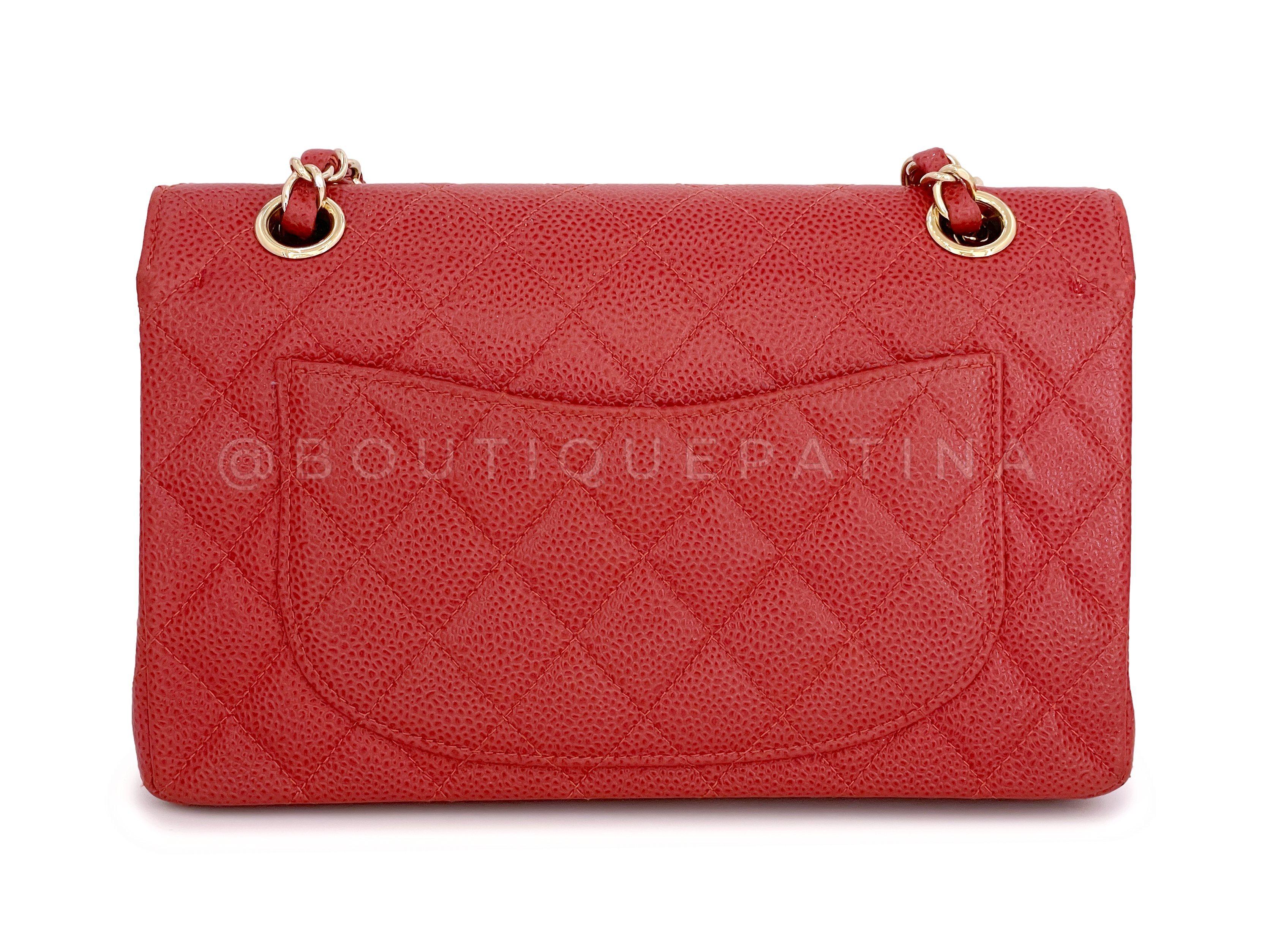 chanel red classic flap