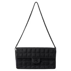 Chanel 2002 Vintage So Black Long Medium Shoulder Convertible Clutch Flap Bag