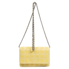 Chanel 2002 Logo jaune Jacquard Crossbody WOC