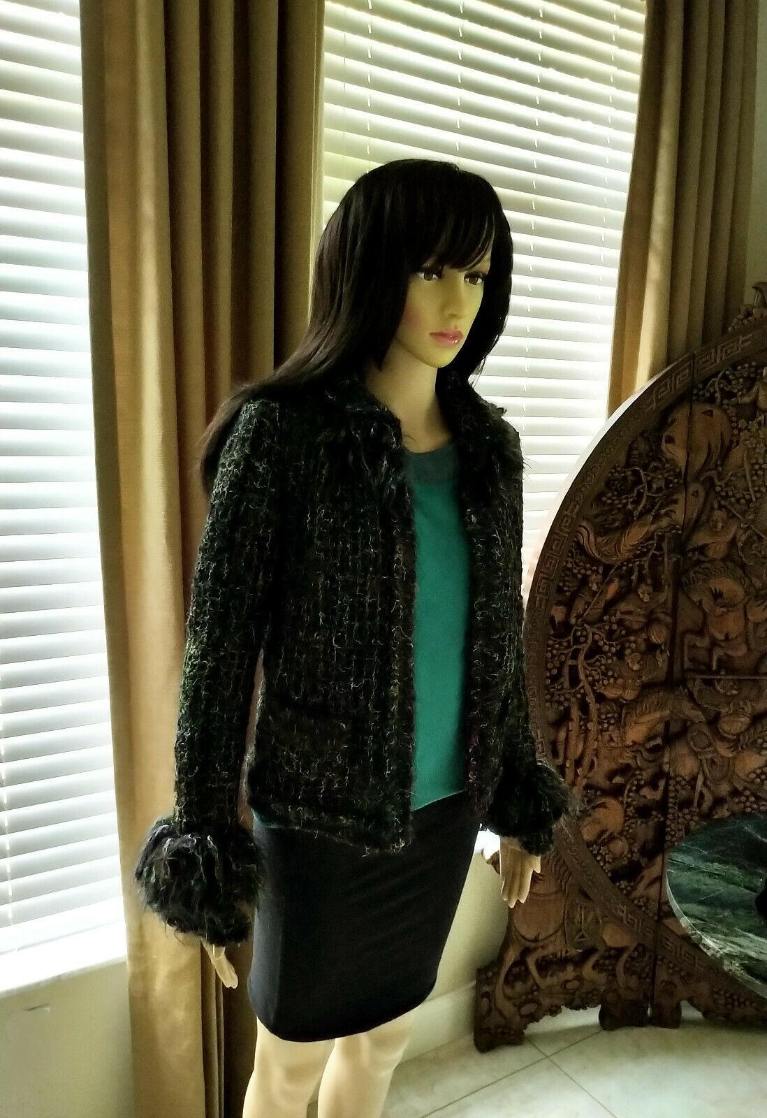 Chanel 2003 03A Rainbow Multi Color Mohair Tweed Fringe Jacket FR 38/ US 4 6 In Good Condition In Ormond Beach, FL