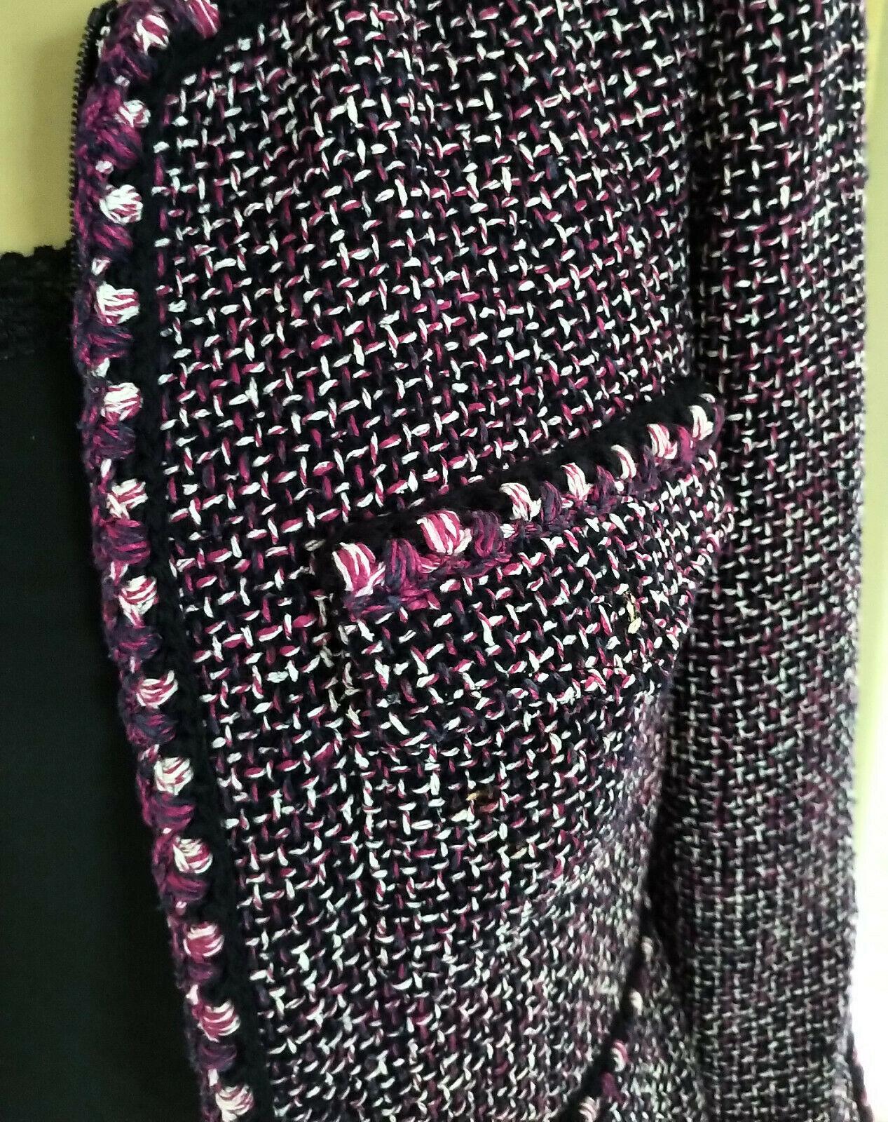 Women's Chanel 2003 03P Pink, Plum, Violet, Rosette Fantasy Tweed Jacket FR 38/ US 4 6 For Sale