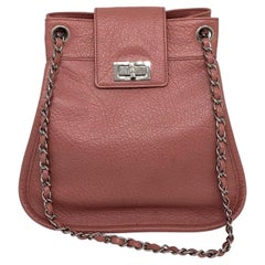 Chanel 2003-2004 Rose Pink Grained Calfskin Reissue Mademoiselle Lock Bucket Bag