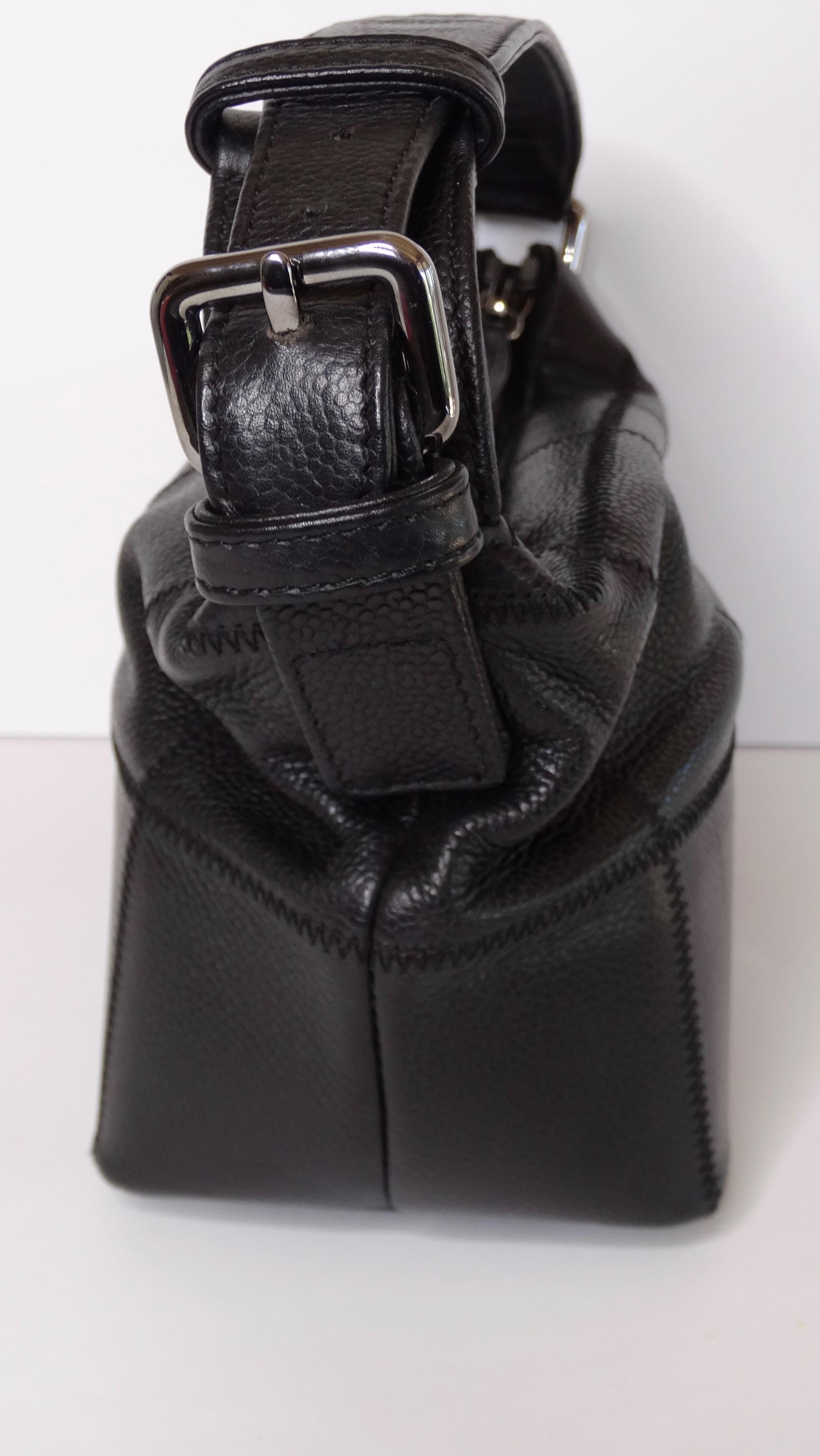 Black Chanel 2003/2004 Square Stitch Leather Tote
